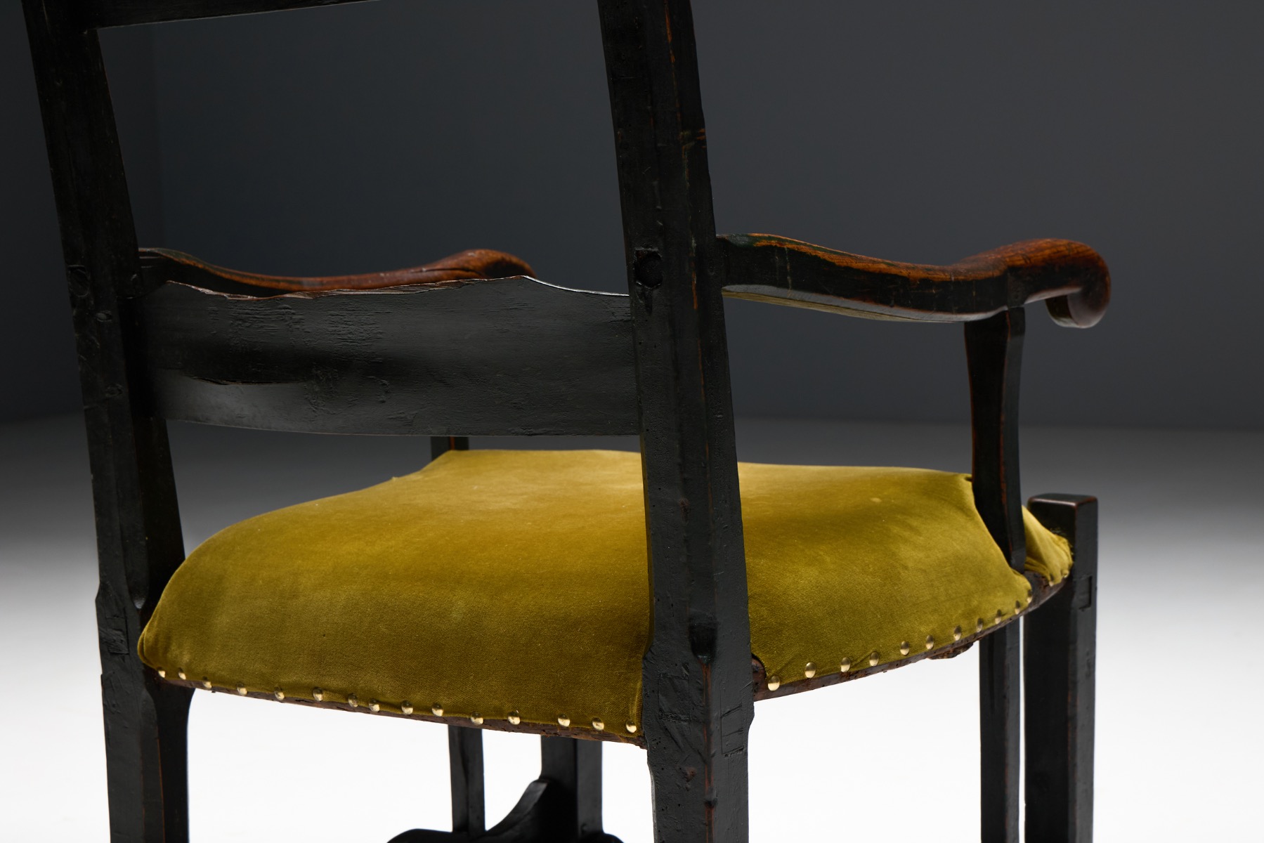 Traditional rustic folk art armchair dating to the 19th century