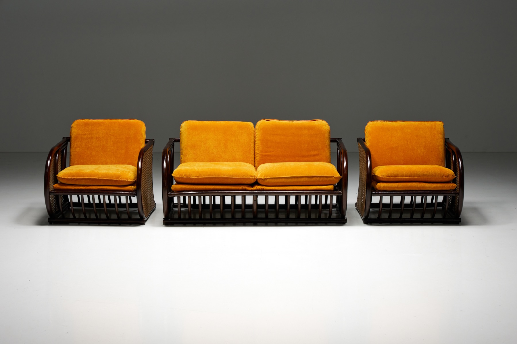 Tropical style bamboo bench from the 1970s design