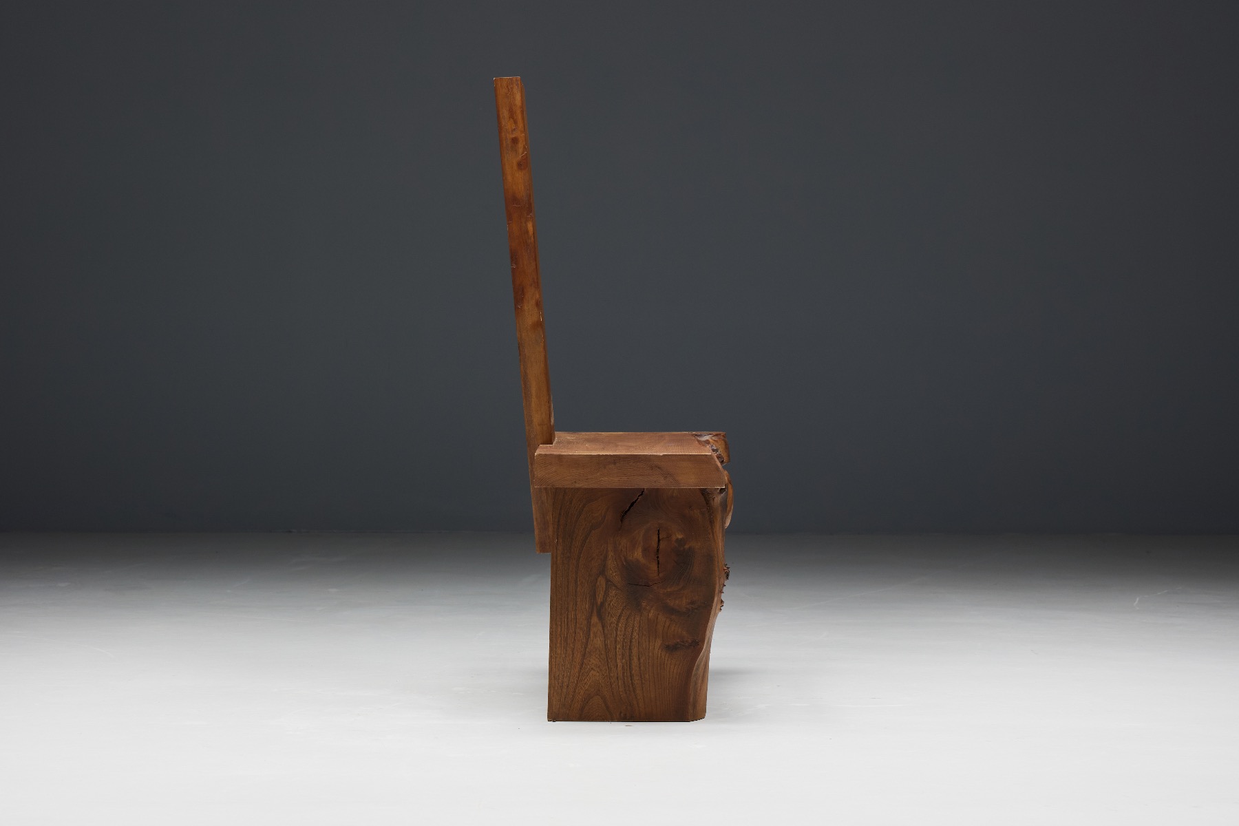 Unique brutalist monoxylite seating chair