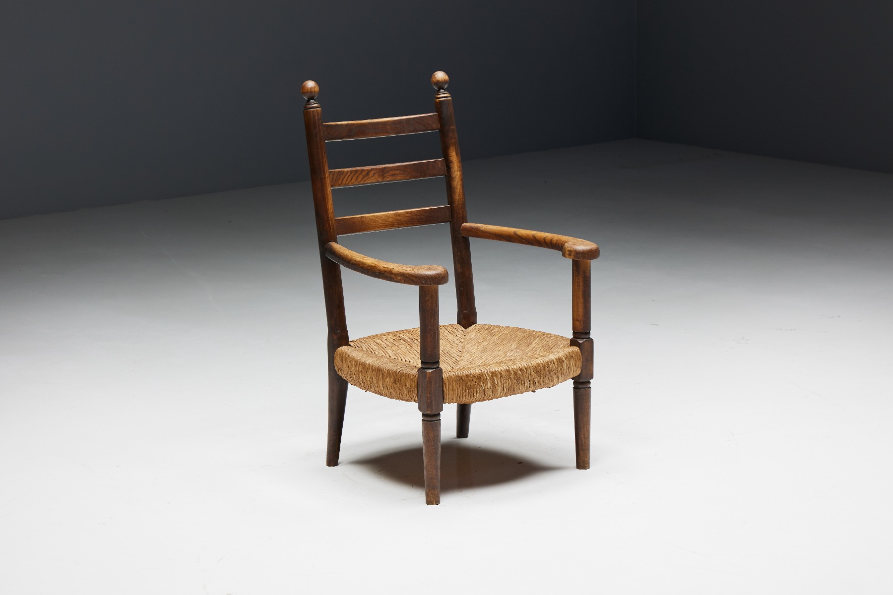 Rustic Armchairs in Wood and Straw - 1900s