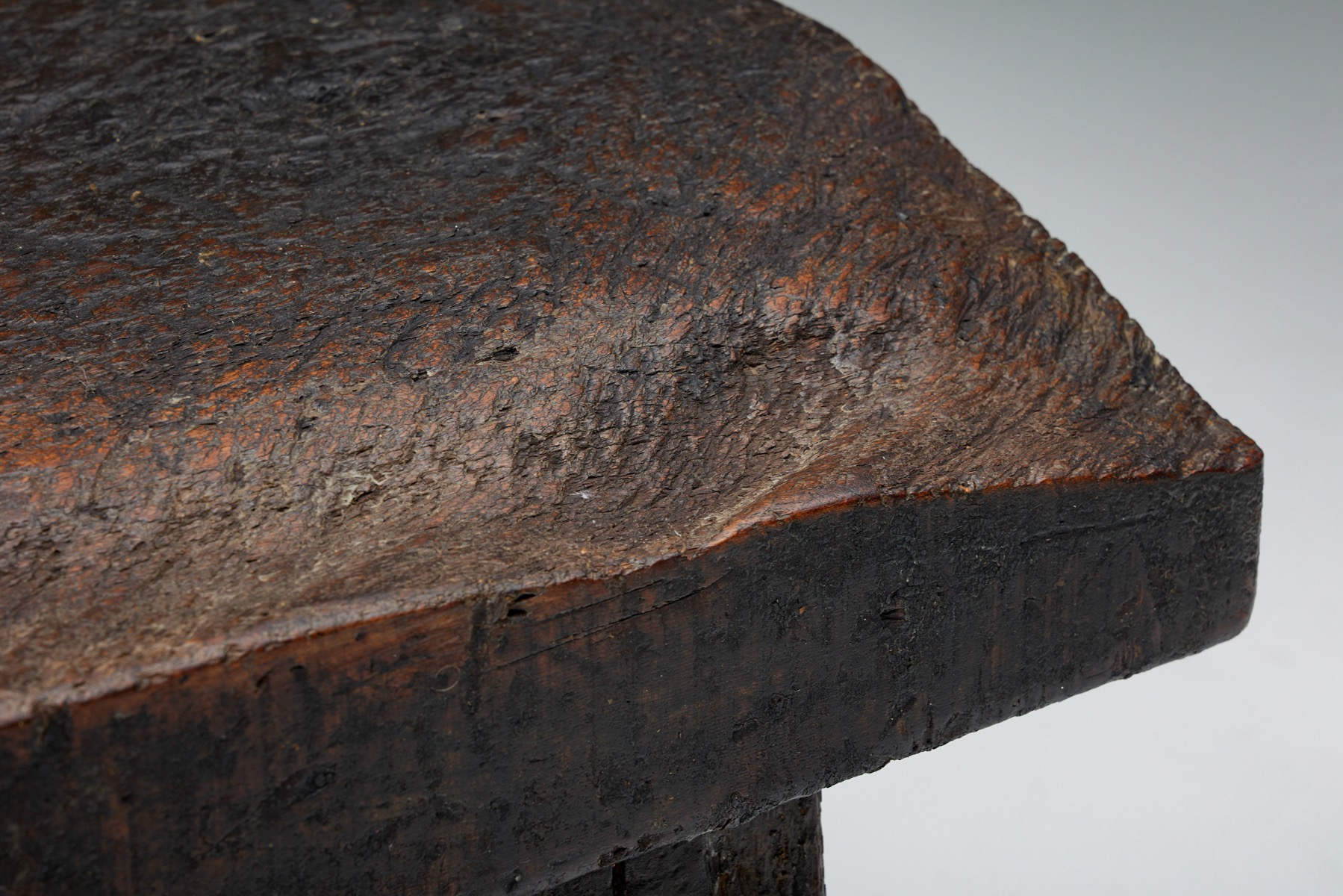 Aged wood brown bench in wabi sabi primitive style