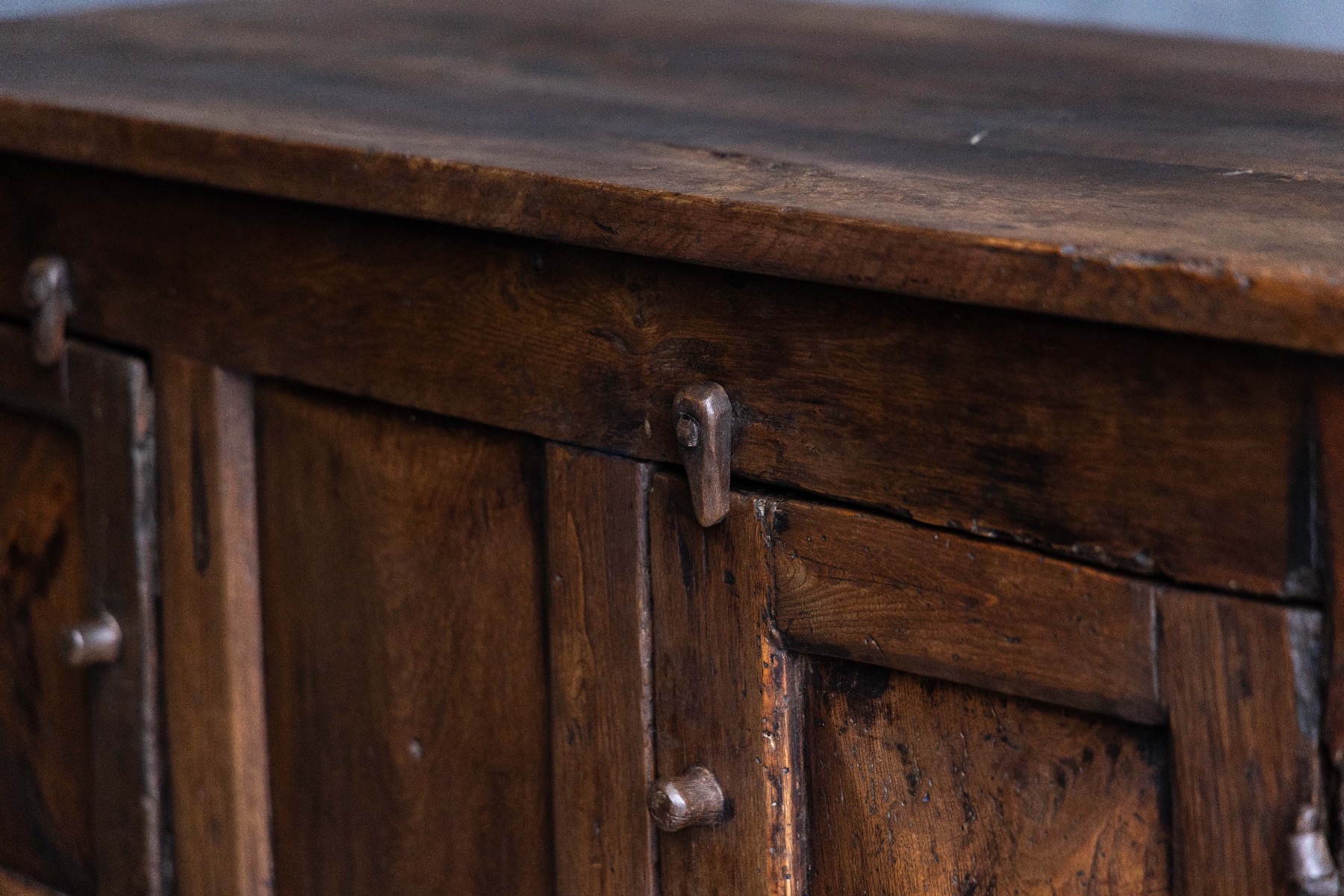 Antique handcrafted wooden folk art cabinet