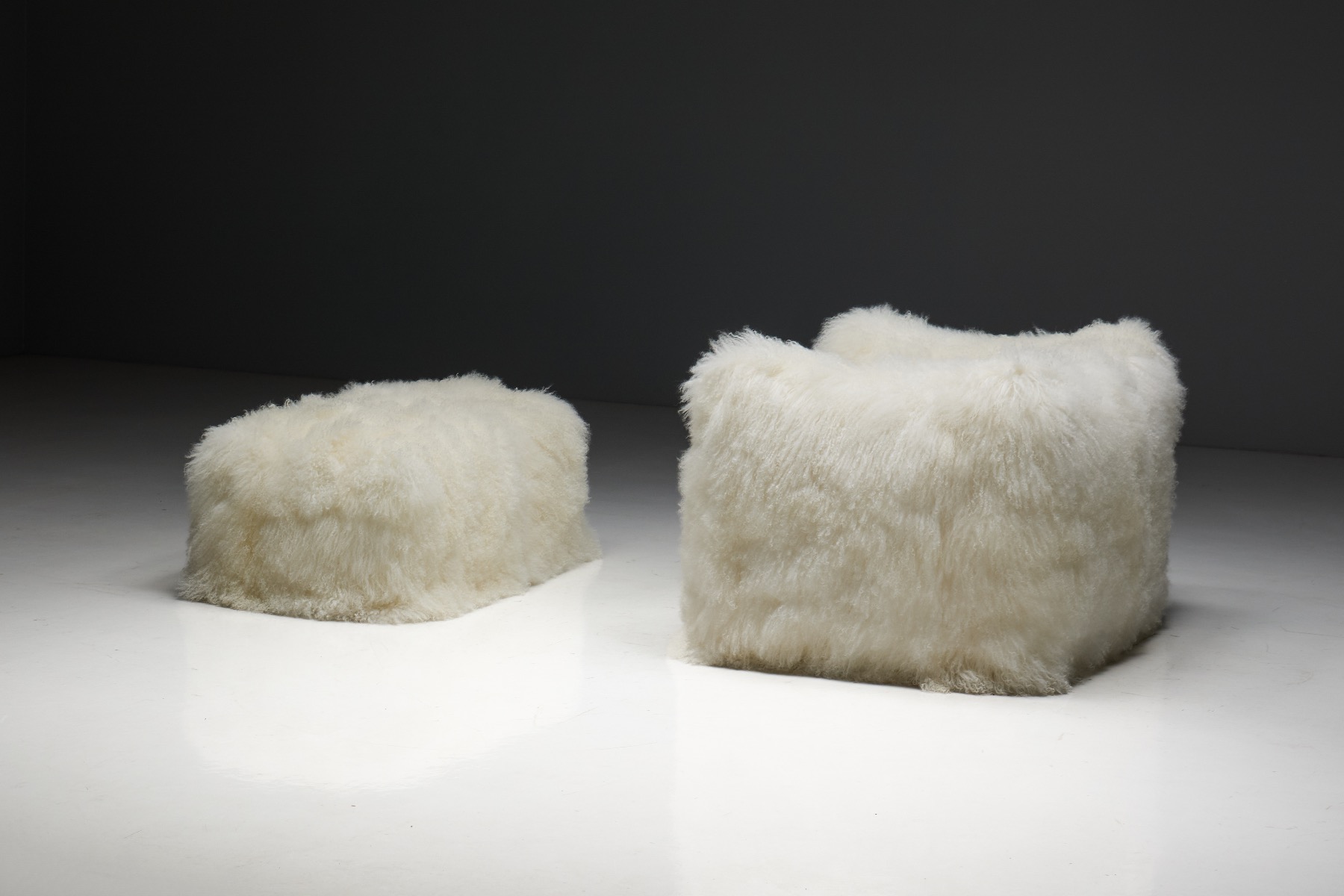 Architectural Le Bambole seating with relaxed proportions