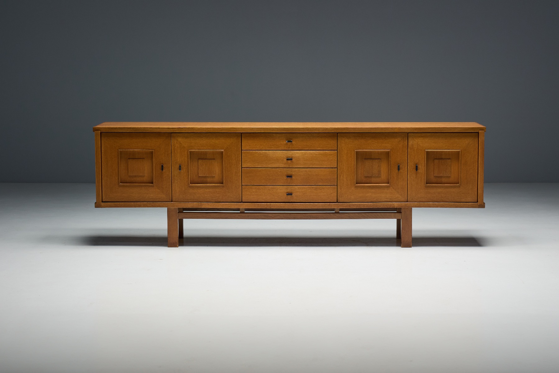 Collectible brutalist oak buffet from mid century