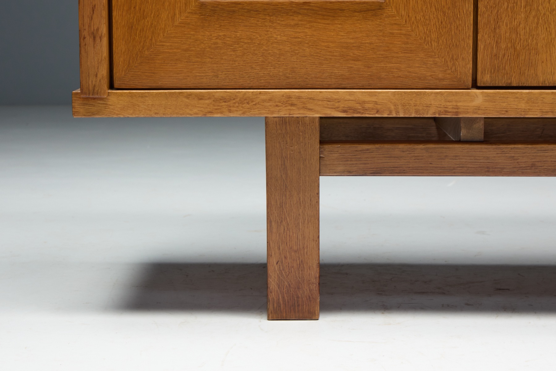 Collectible brutalist oak cabinet from mid century