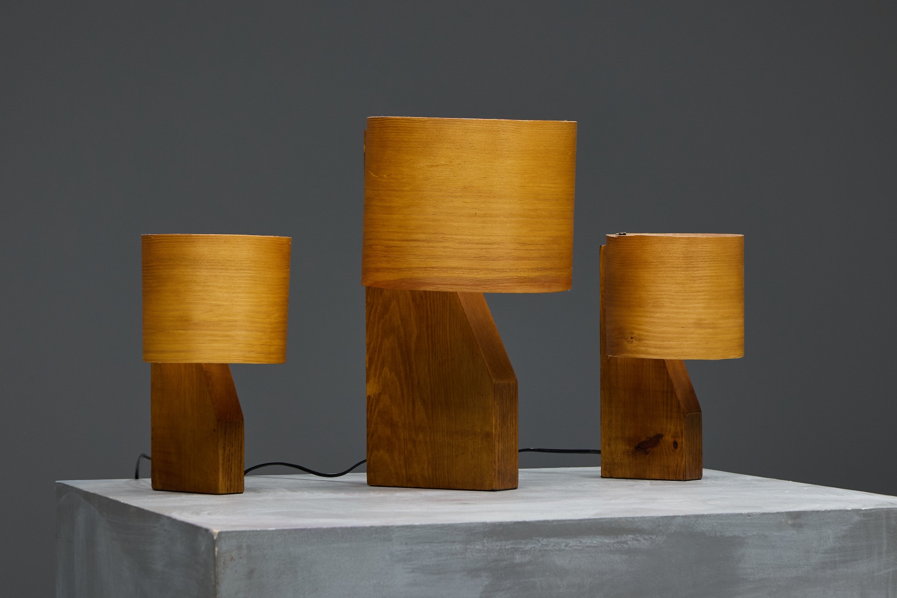 Collectible veneer table lamp from the 1960s