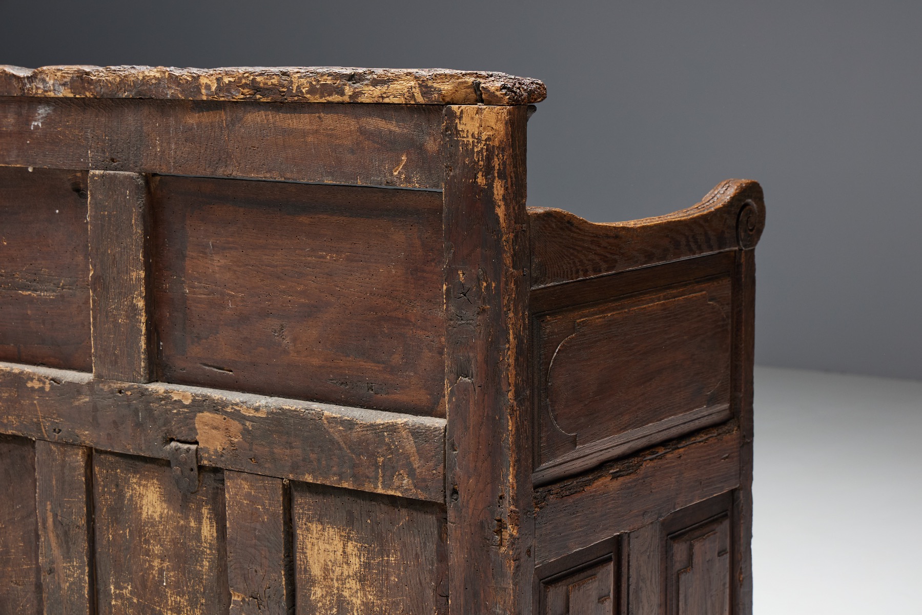 Early folk art chest bench handmade in wood