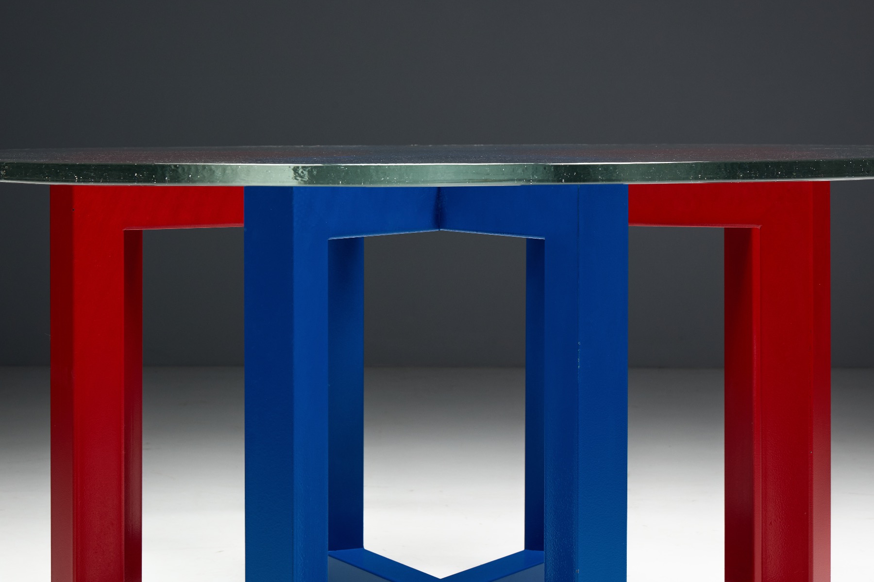Authentic vintage postmodern glass dining table