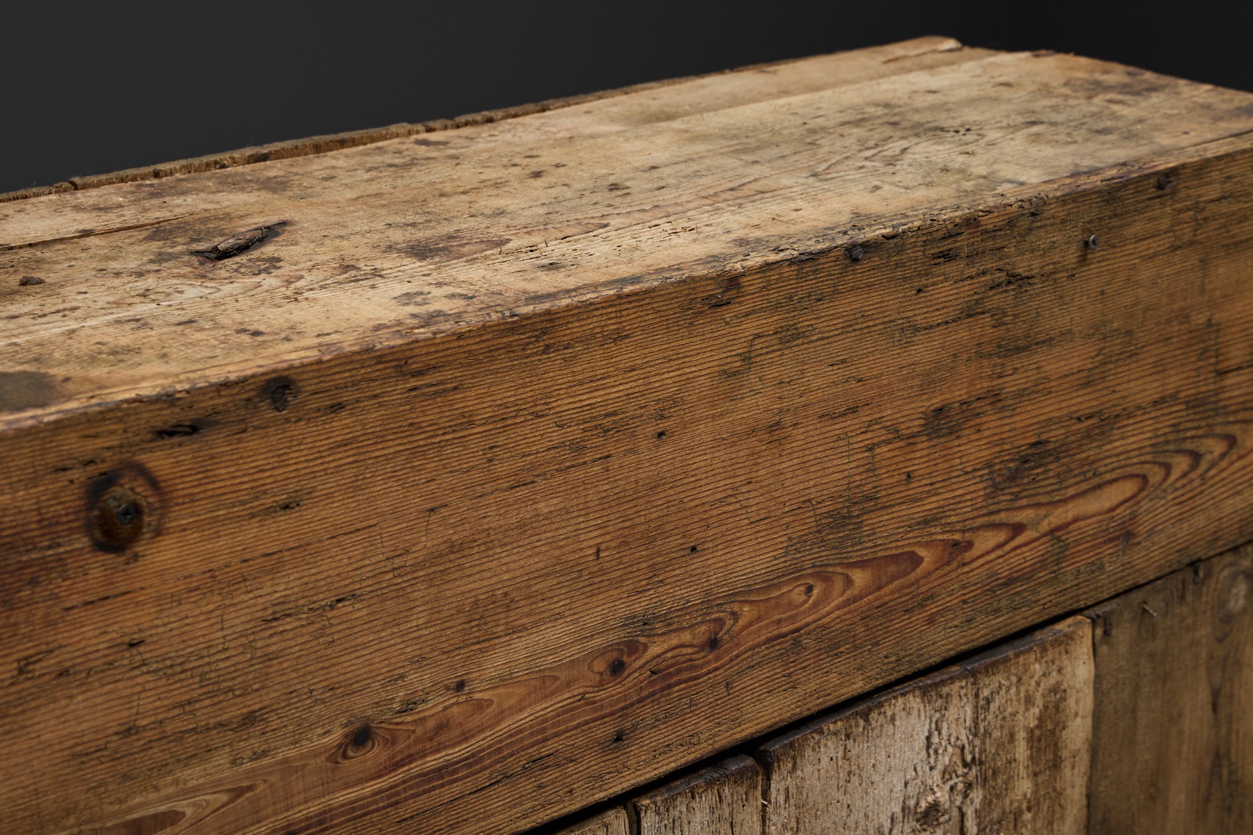 French rustic wood cupboard from the 19th century with interior shelving