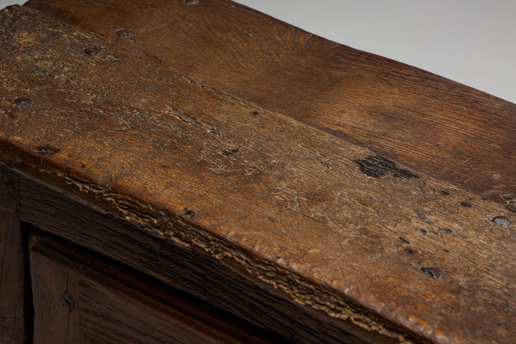 Handcrafted oak cabinet in antique rustic form