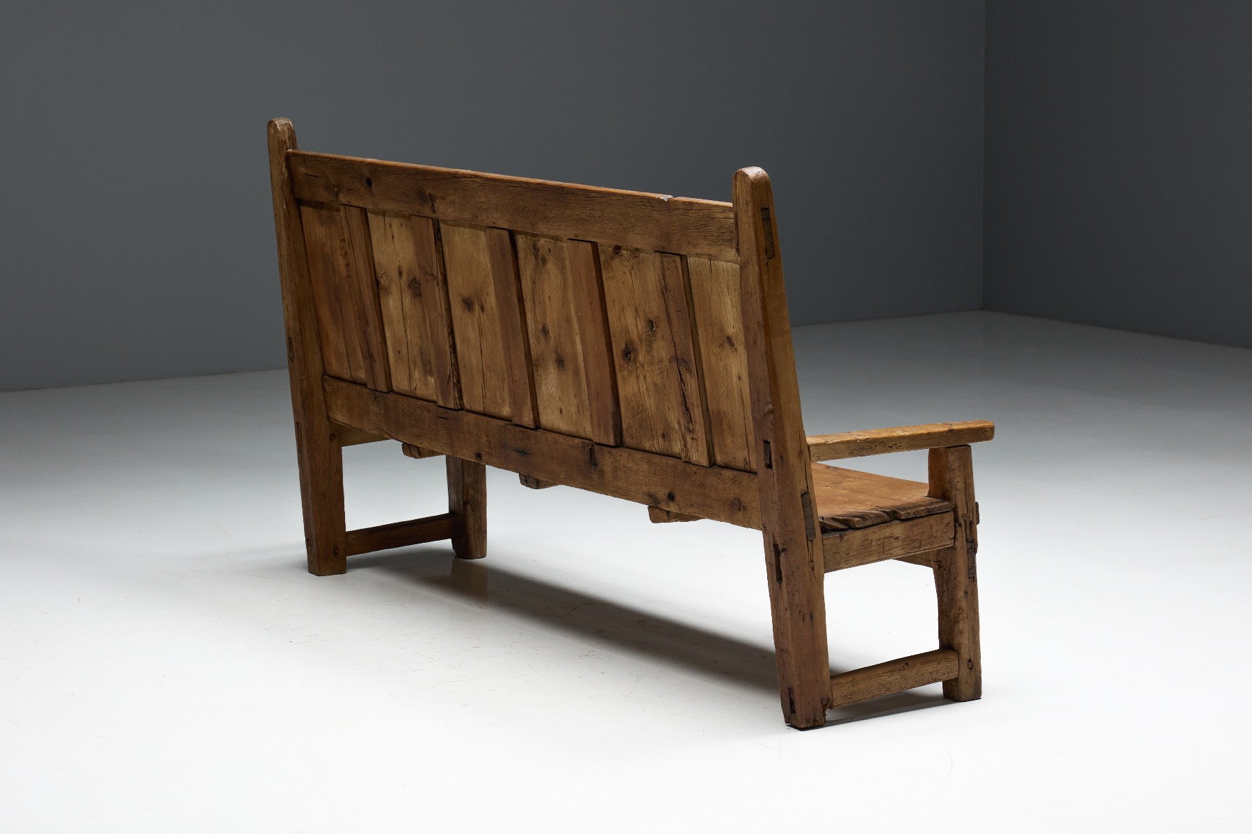 Historic rural travail populaire bench with deep patina