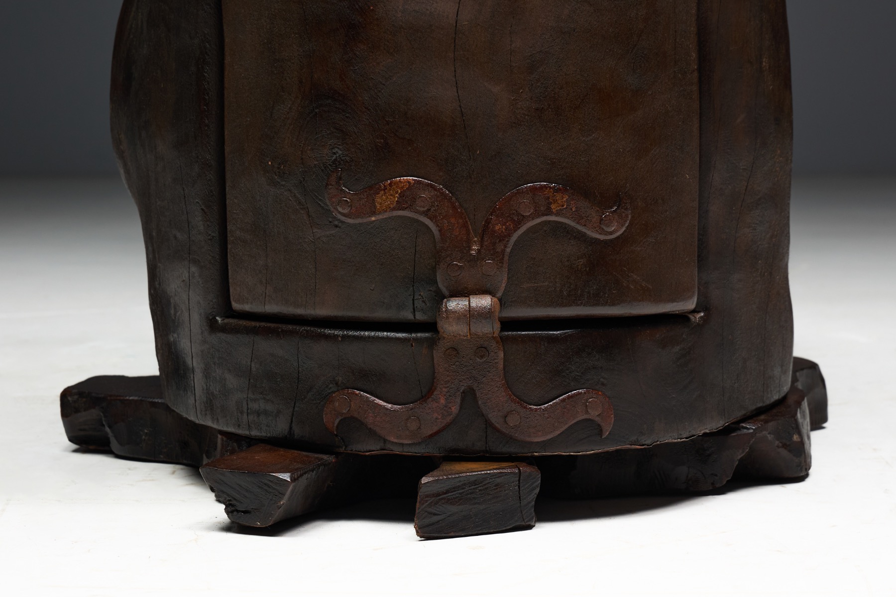 Historic rustic vernacular side table with honest materiality