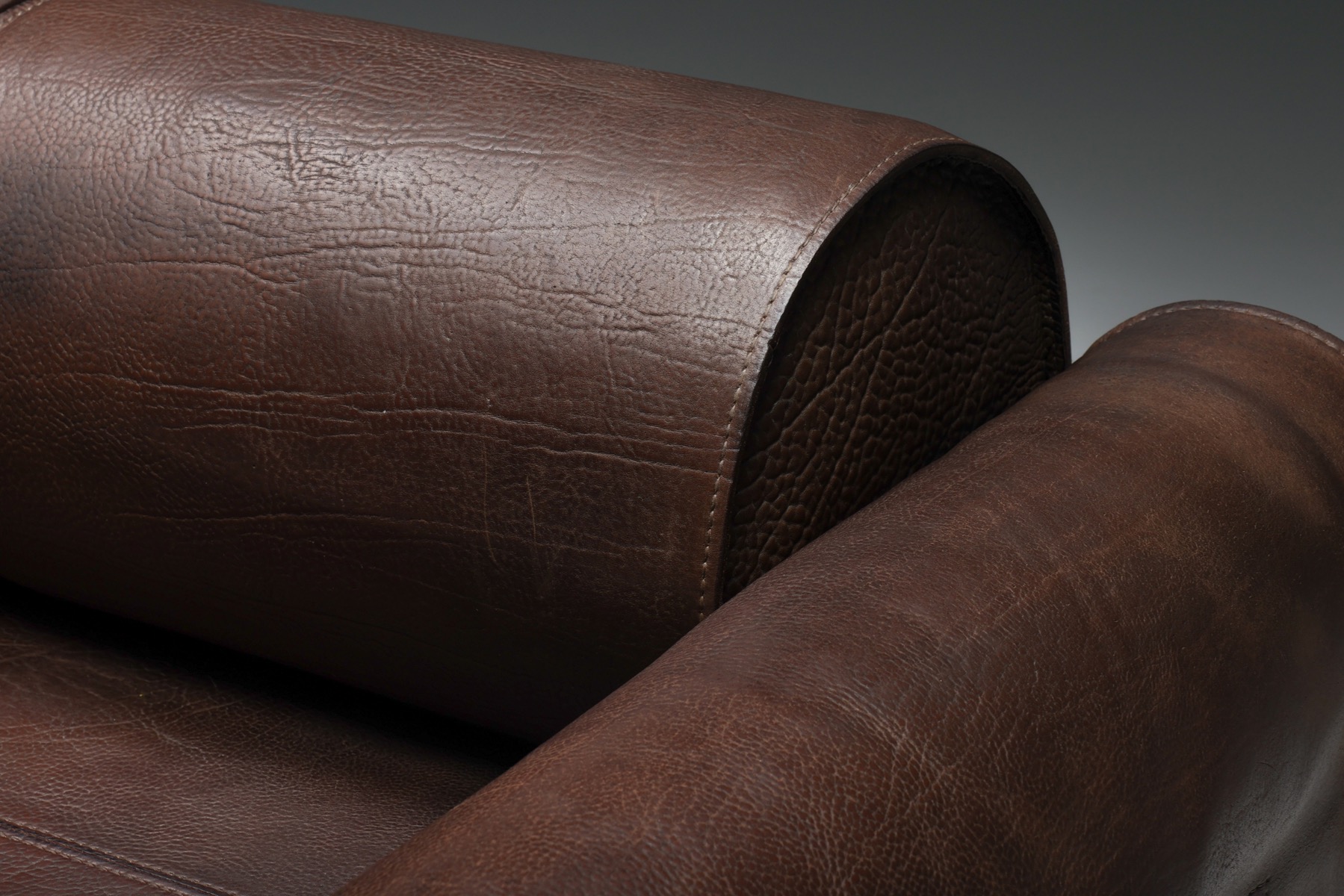 Luxury brown leather sofa by Marzio Cecchi from the 1970s