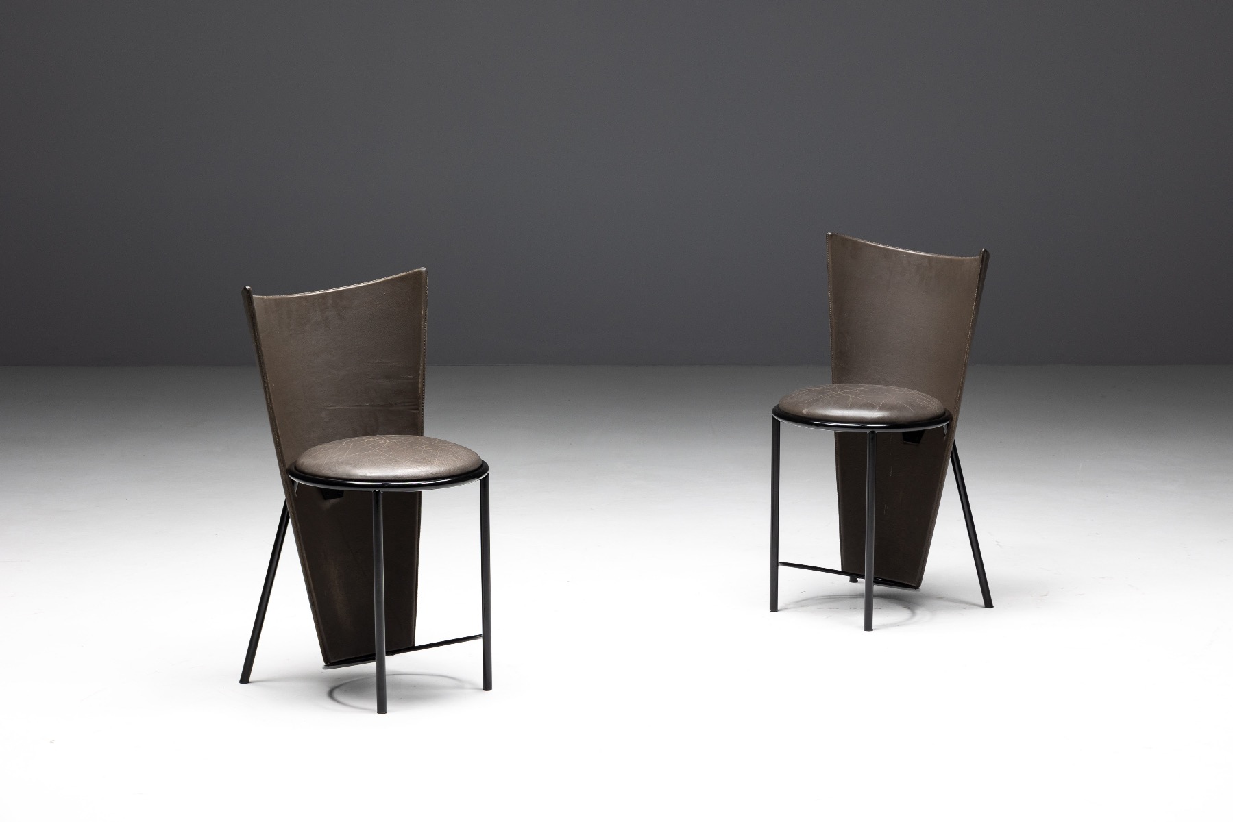 Minimalist grey leather Sevilla chairs design