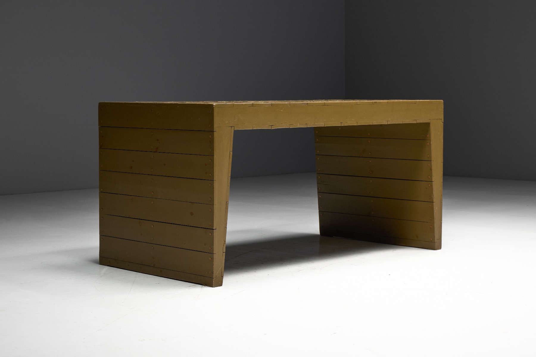 Modernist writing table with sober and functional design