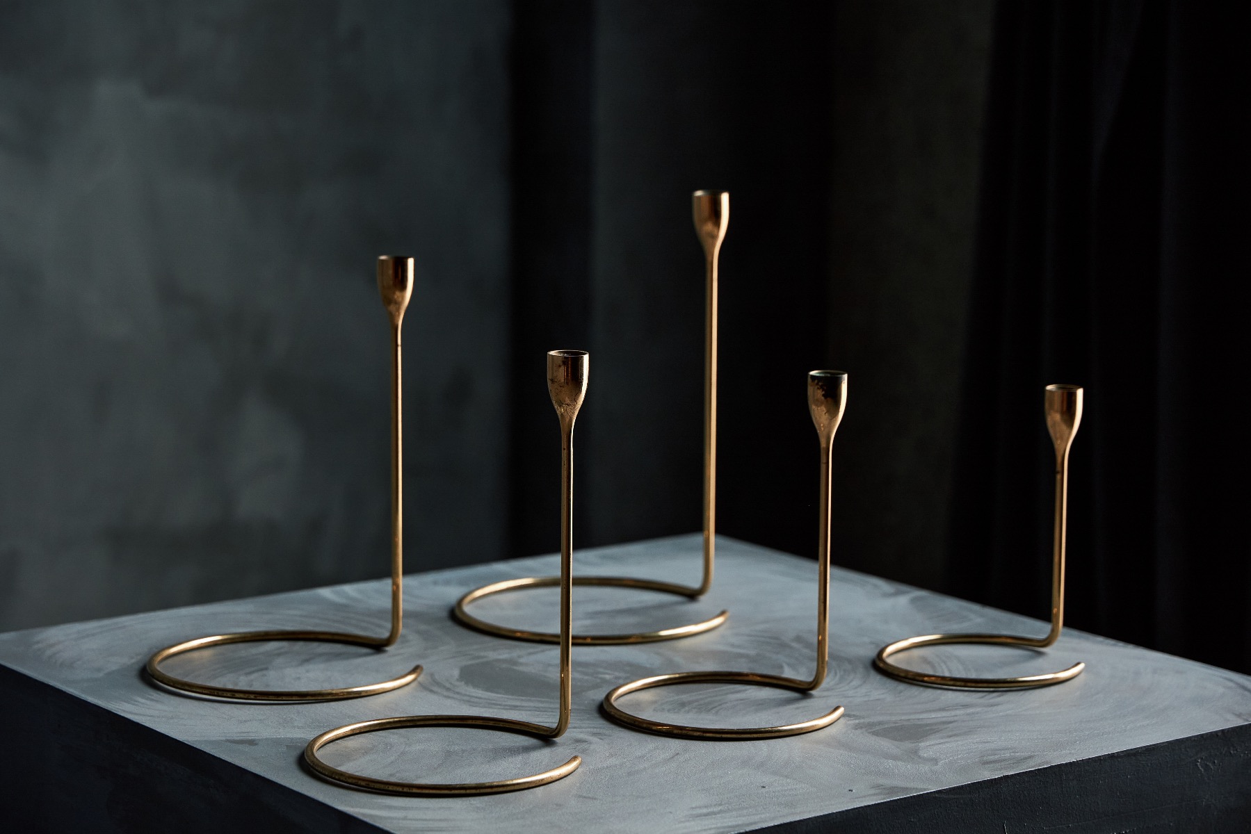 Modernist brass candlesticks 1960s