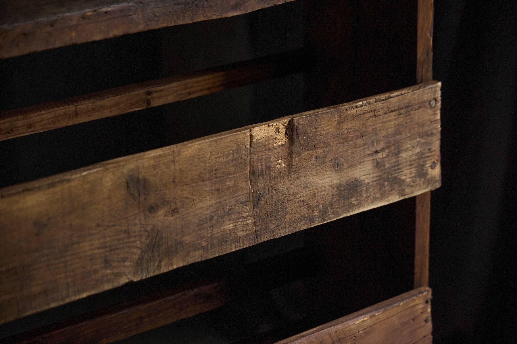 Rustic 19th century open cabinet bookcase