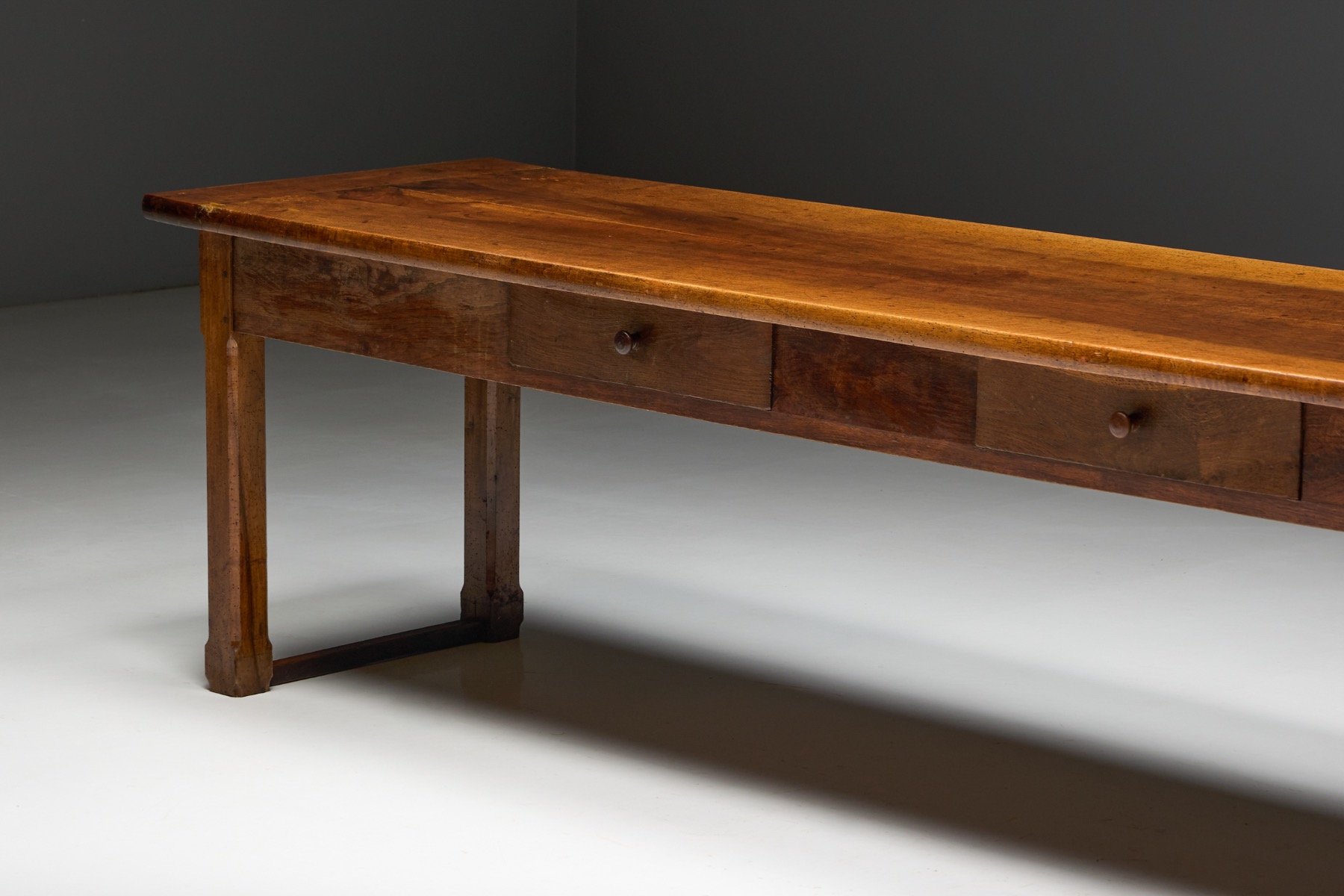 Rustic antique farmhouse dining table in wood