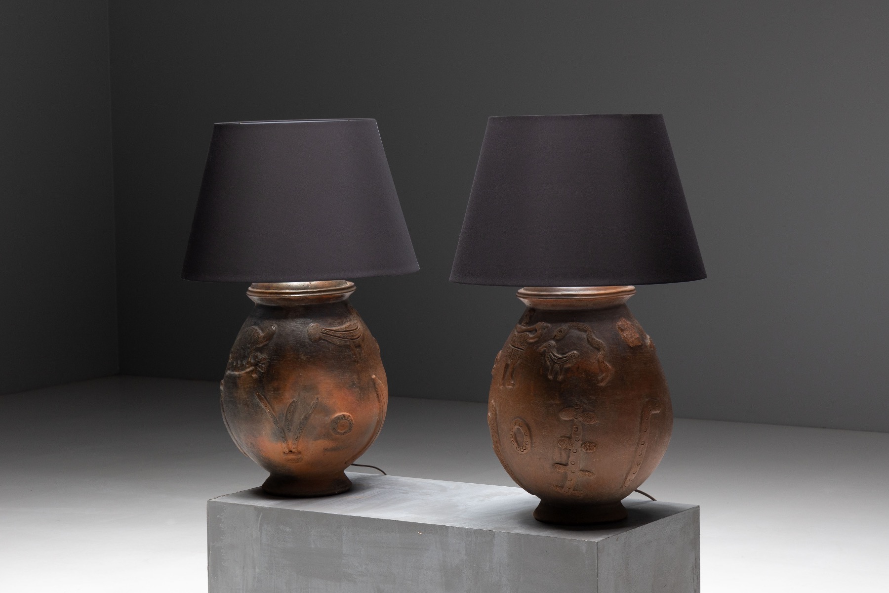 Sculptural ceramic table lamp handmade in the 20th century