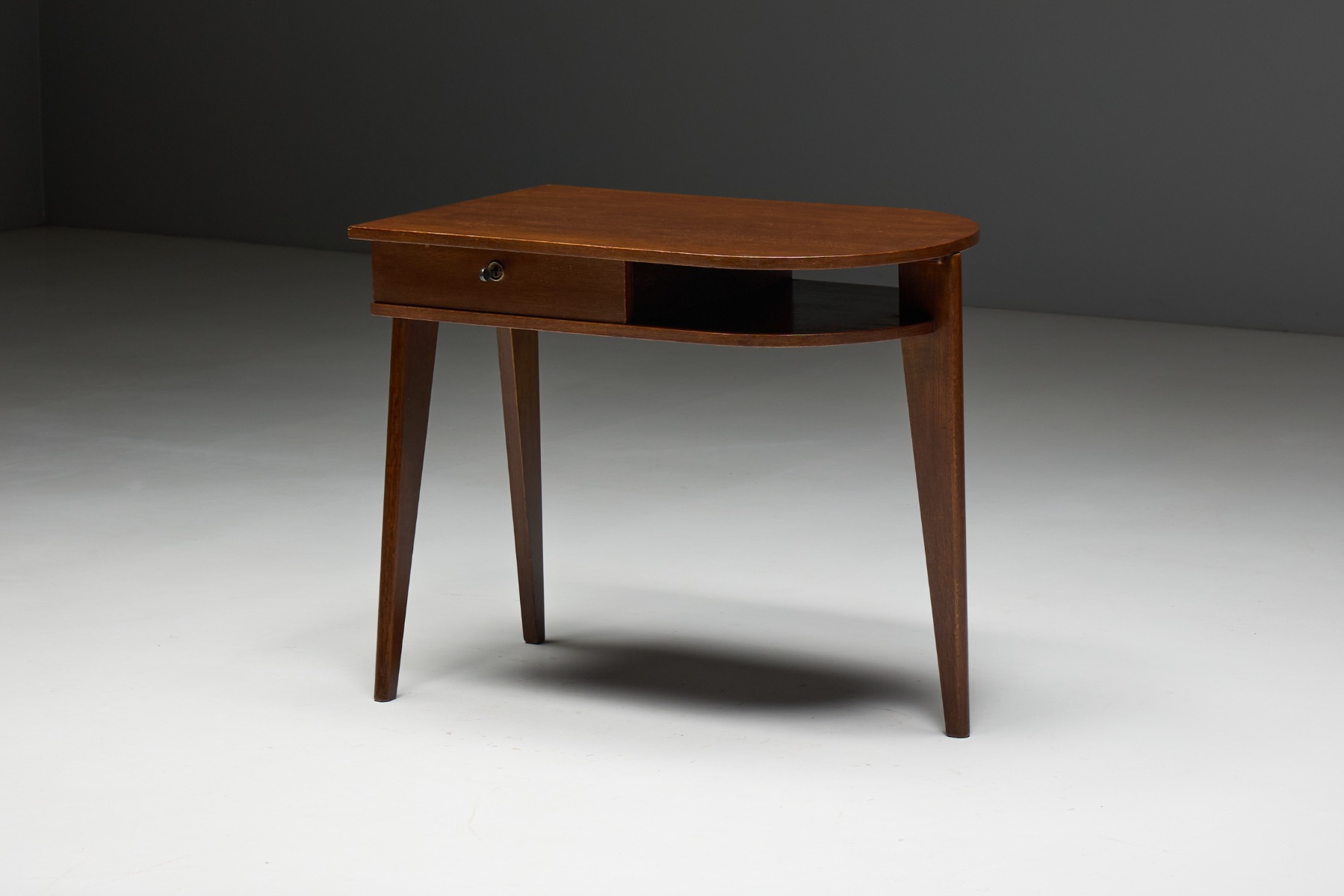 Sculptural tripod desk by Jacques Adnet, France mid century modern