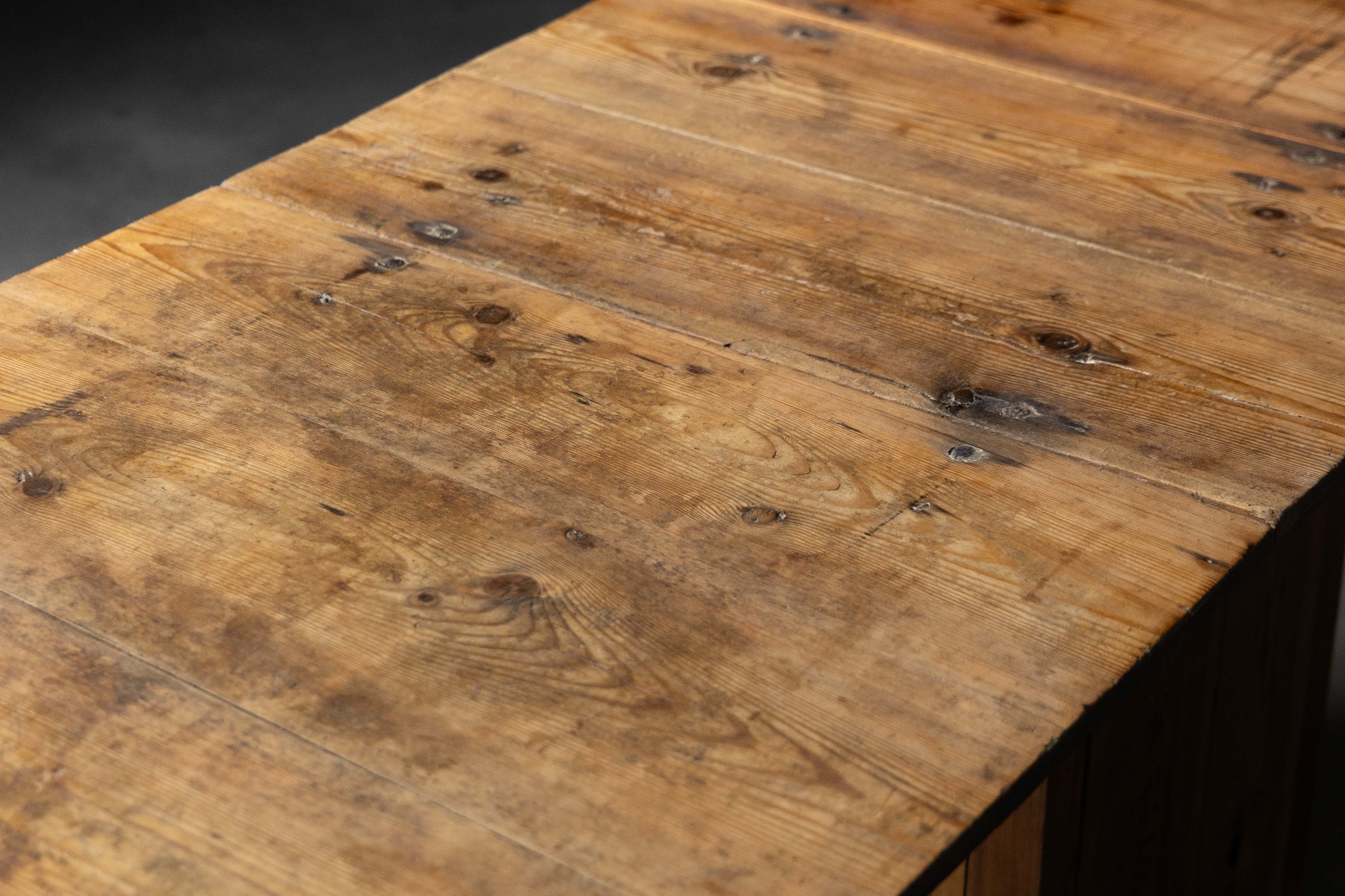 Solid wood drop leaf worktable with timeworn surface