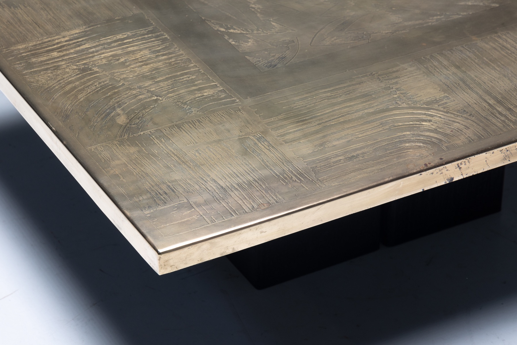 Timeless etched brass coffee table design