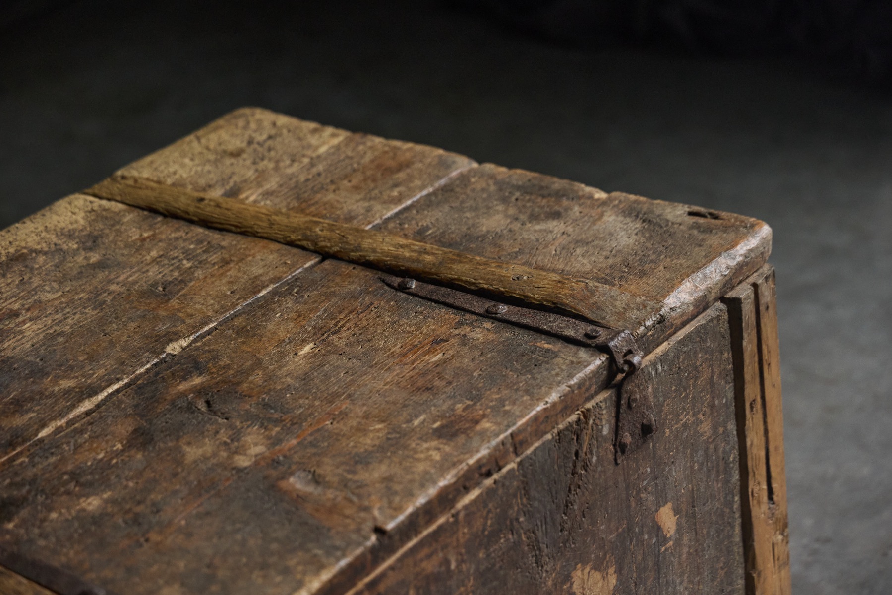 Aged rustic coffer from the 19th century