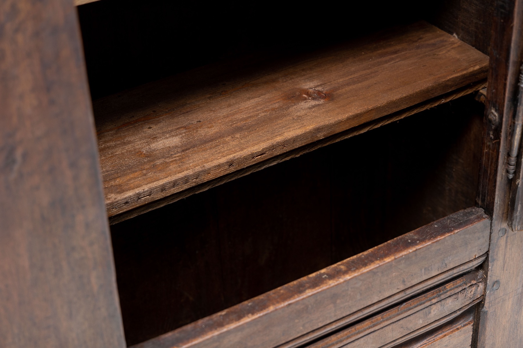 Aged wood wabi sabi cabinet in primitive design