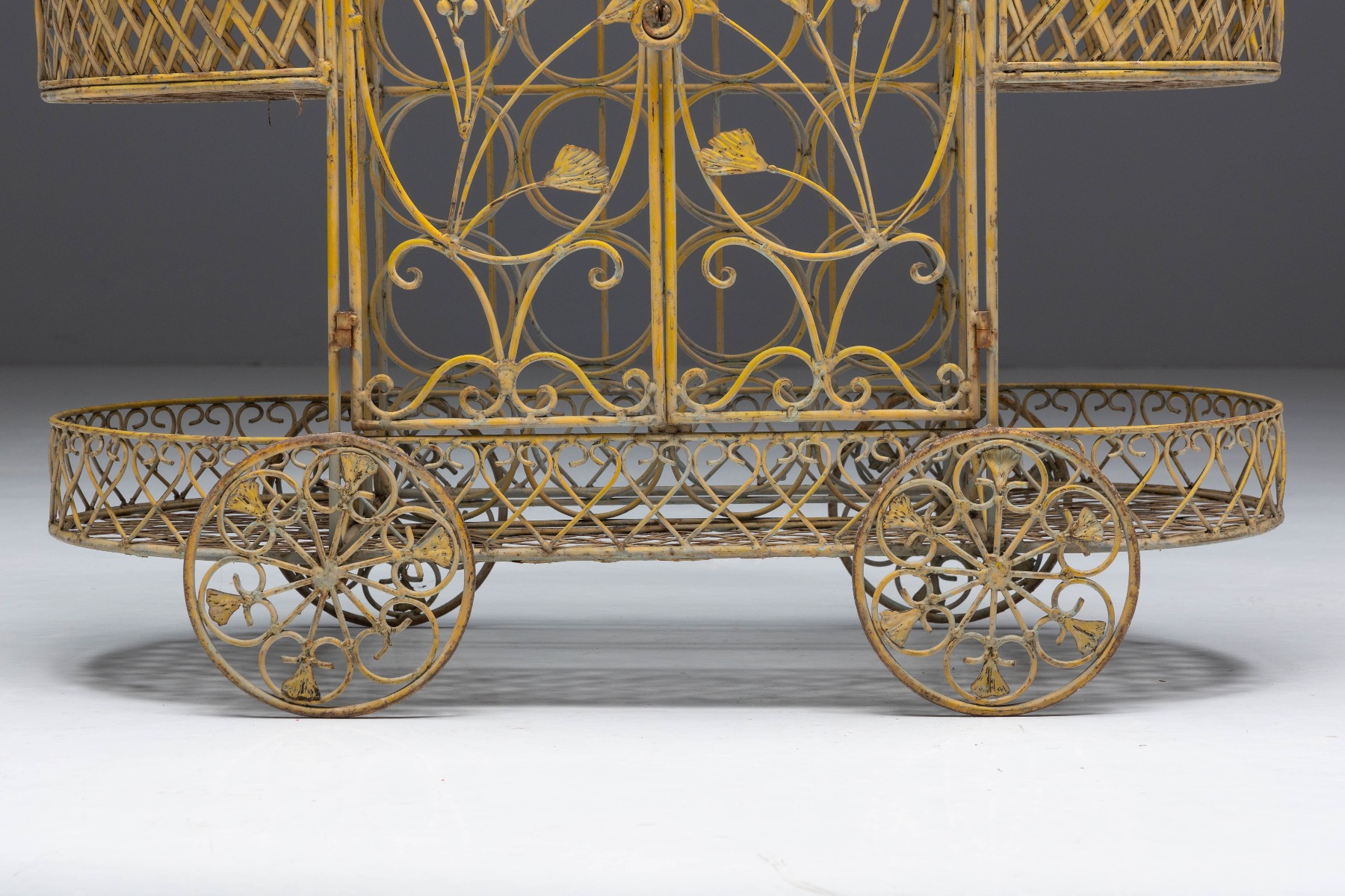 Antique wheeled serving trolley made of cast iron