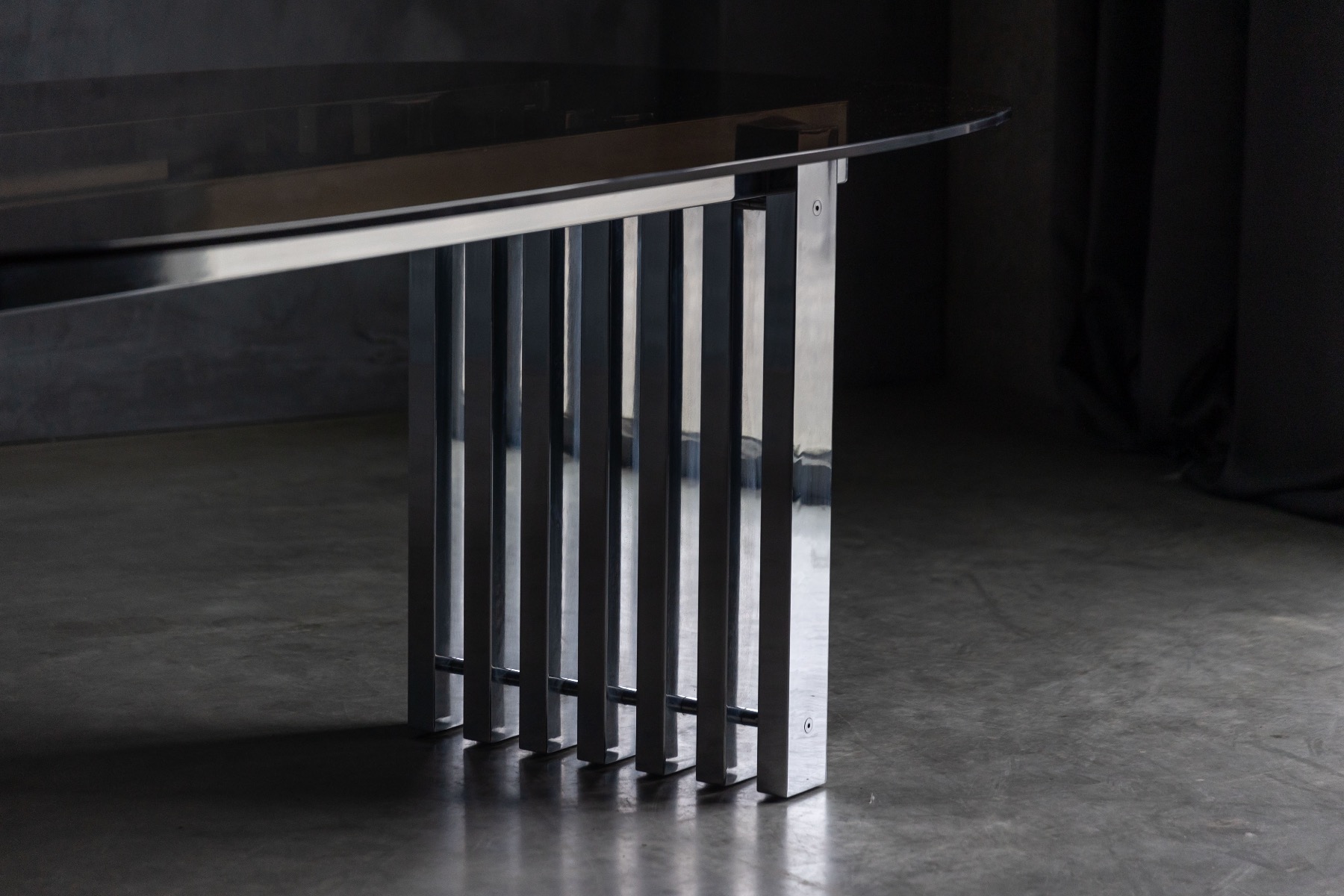 Elegant mid century chrome dining table