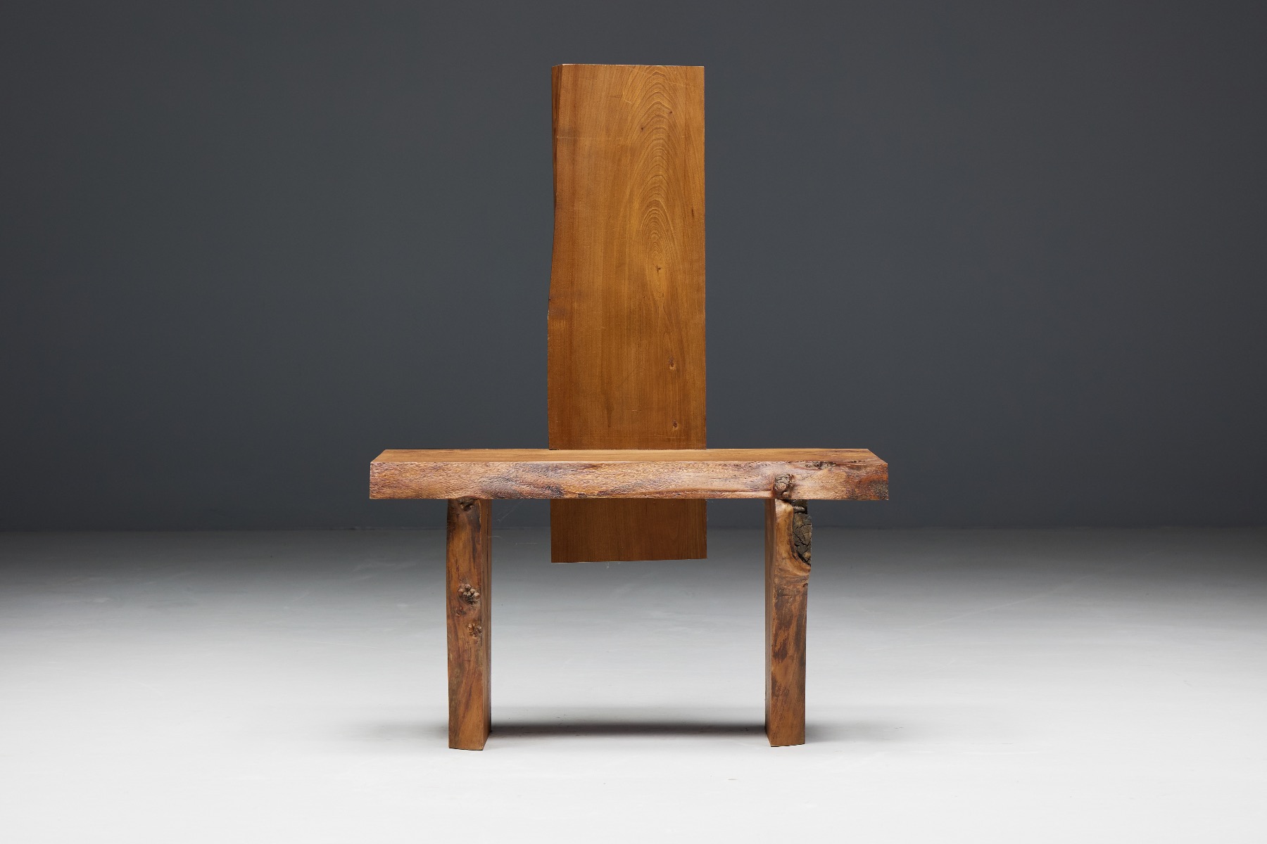 Artisan monoxylite chair in brutalist style