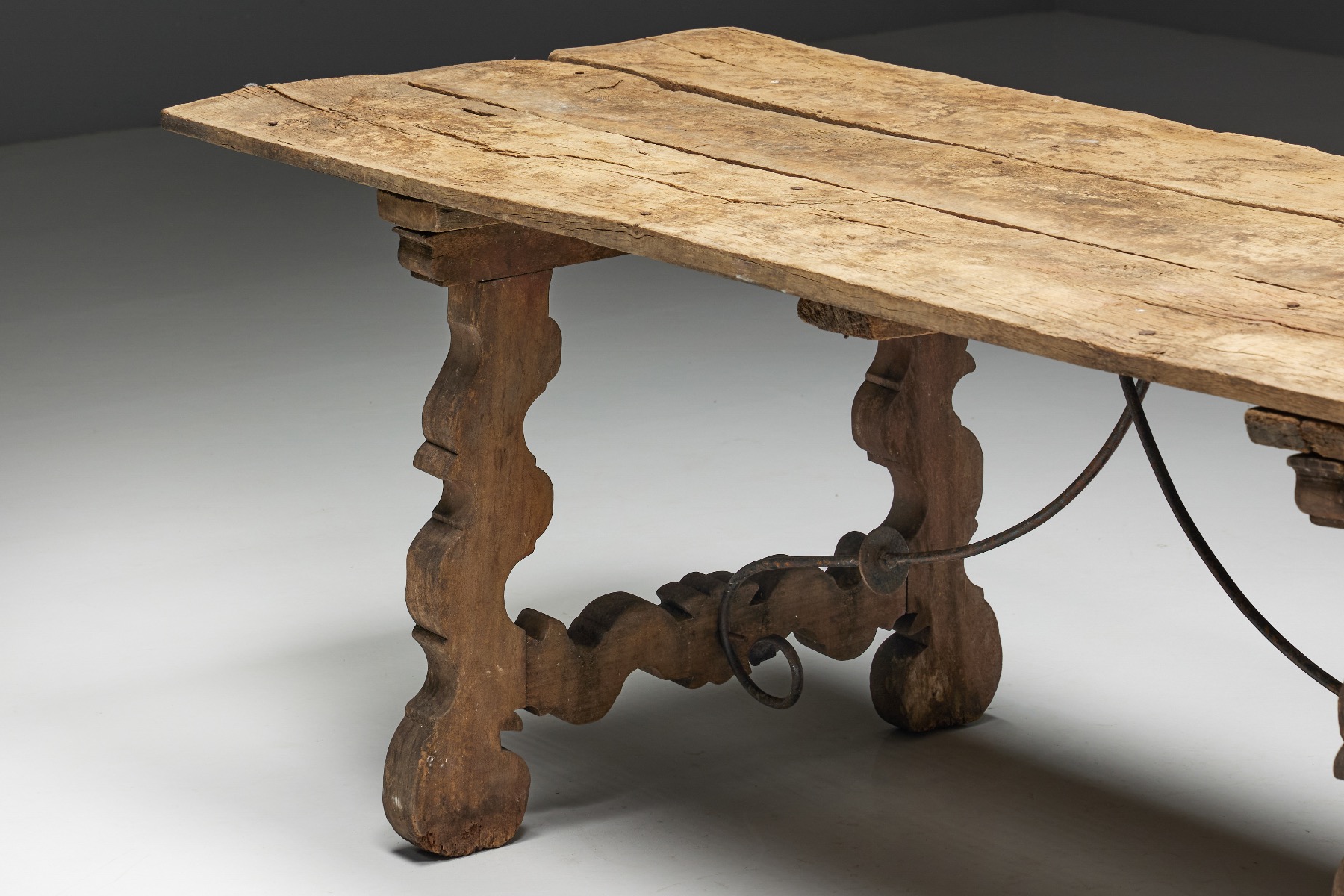 Farmhouse rustic trestle dining table