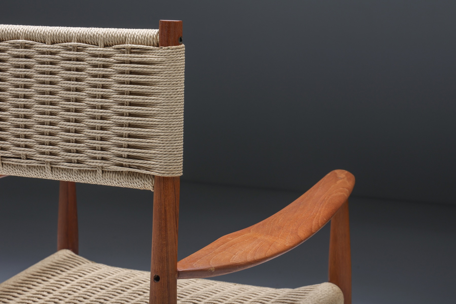 Authentic 1960s Scandinavian armchair with cord webbing