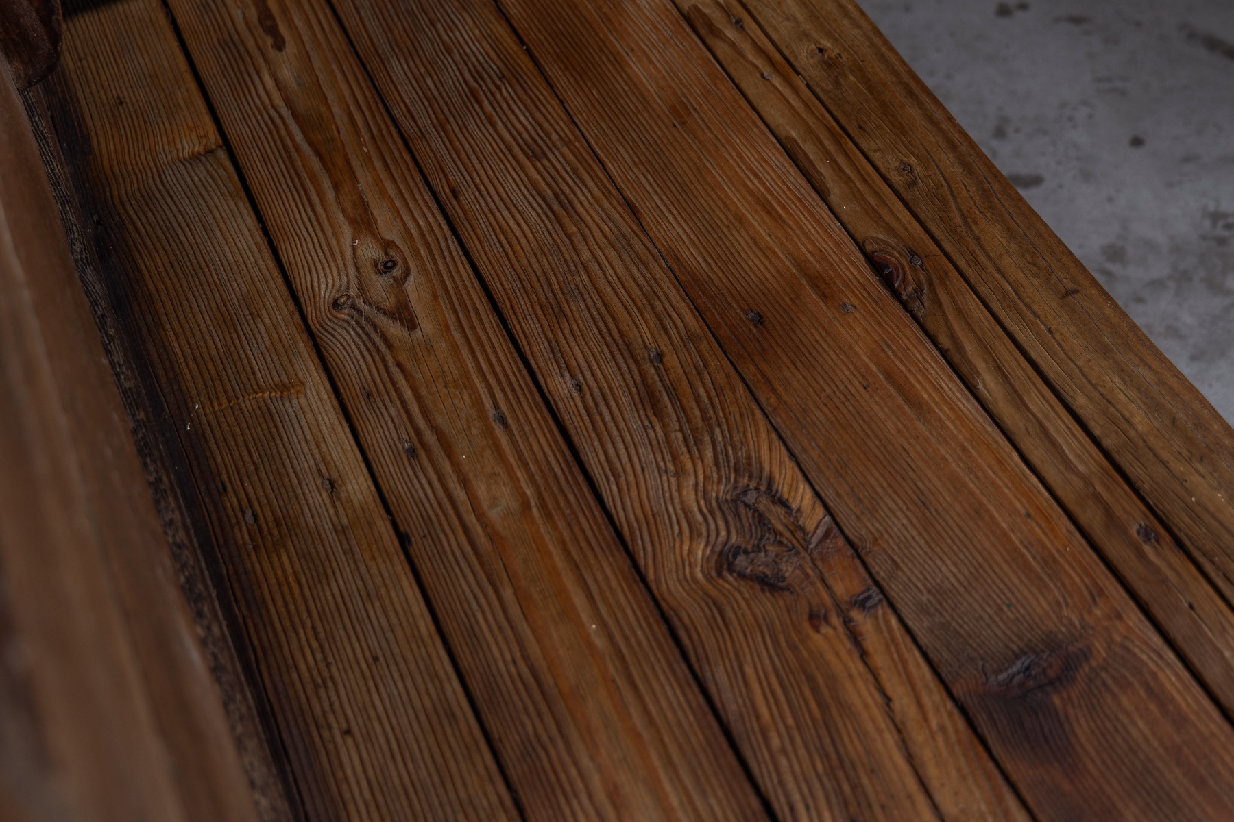Traditional 19th century wooden bench from Alpine region