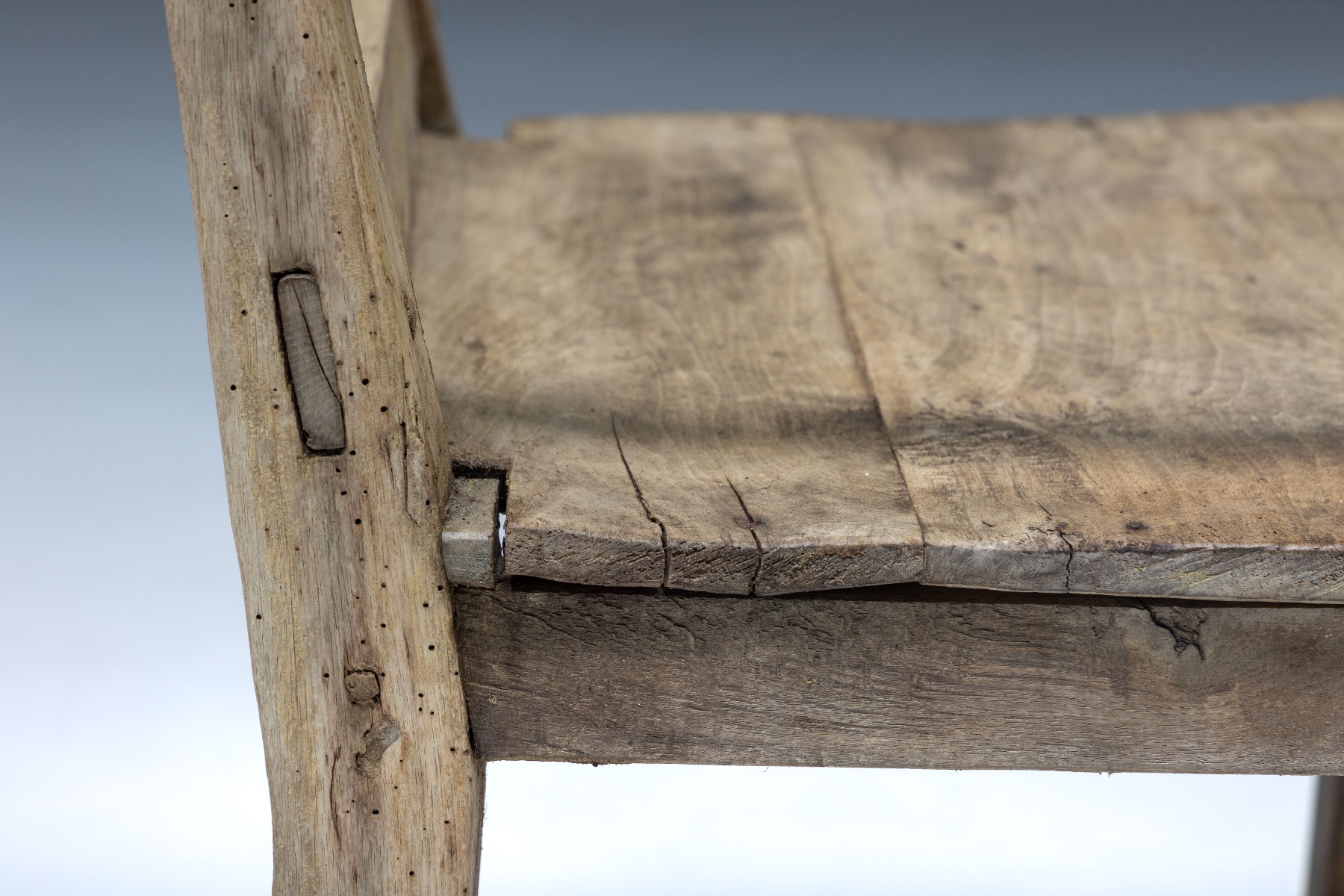 Authentic art populaire armchair in antique wood