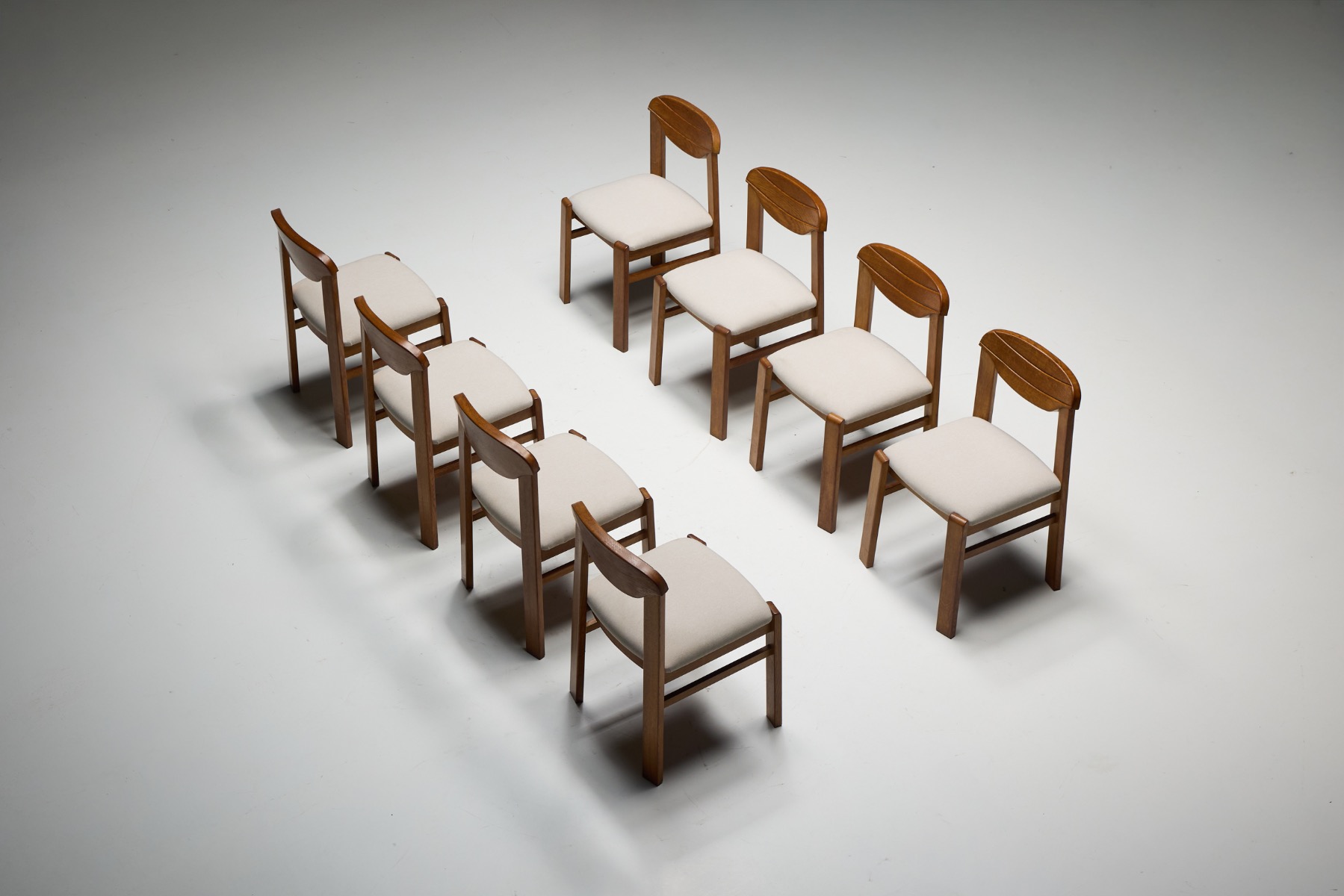 Sculptural wood brutalist dining chairs
