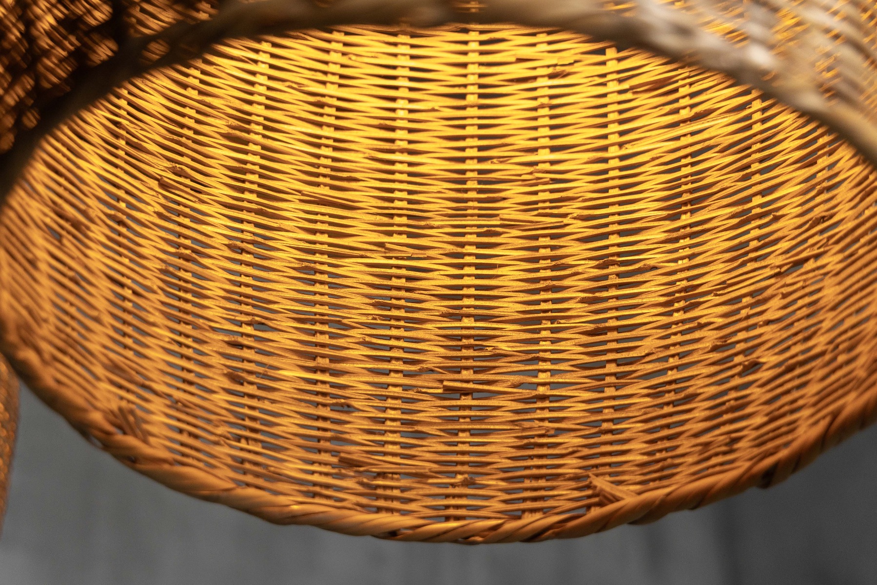 Collectible mid century rattan pendant light