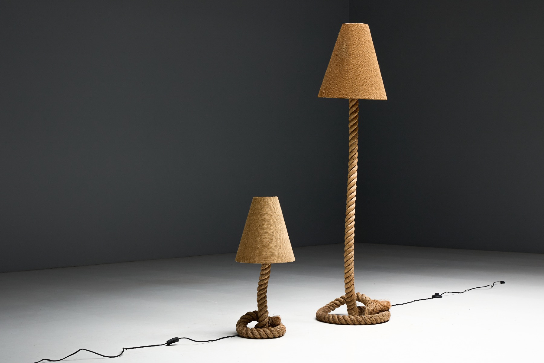 Collectible rope floor lamp dating to the 1970s
