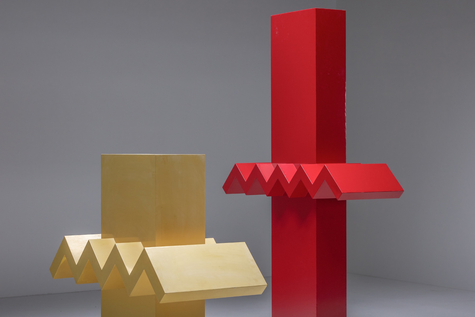 Collectible postmodern lacquered steel sculpture by Renaat Ramon