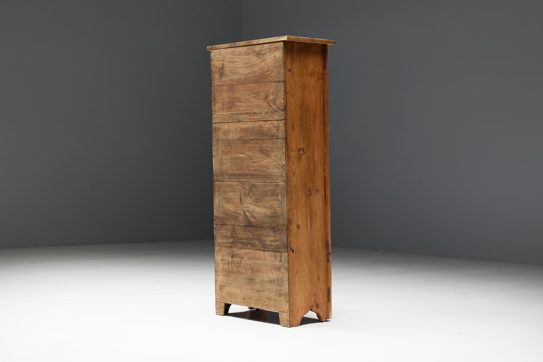 Early French folk art storage cabinet in wood