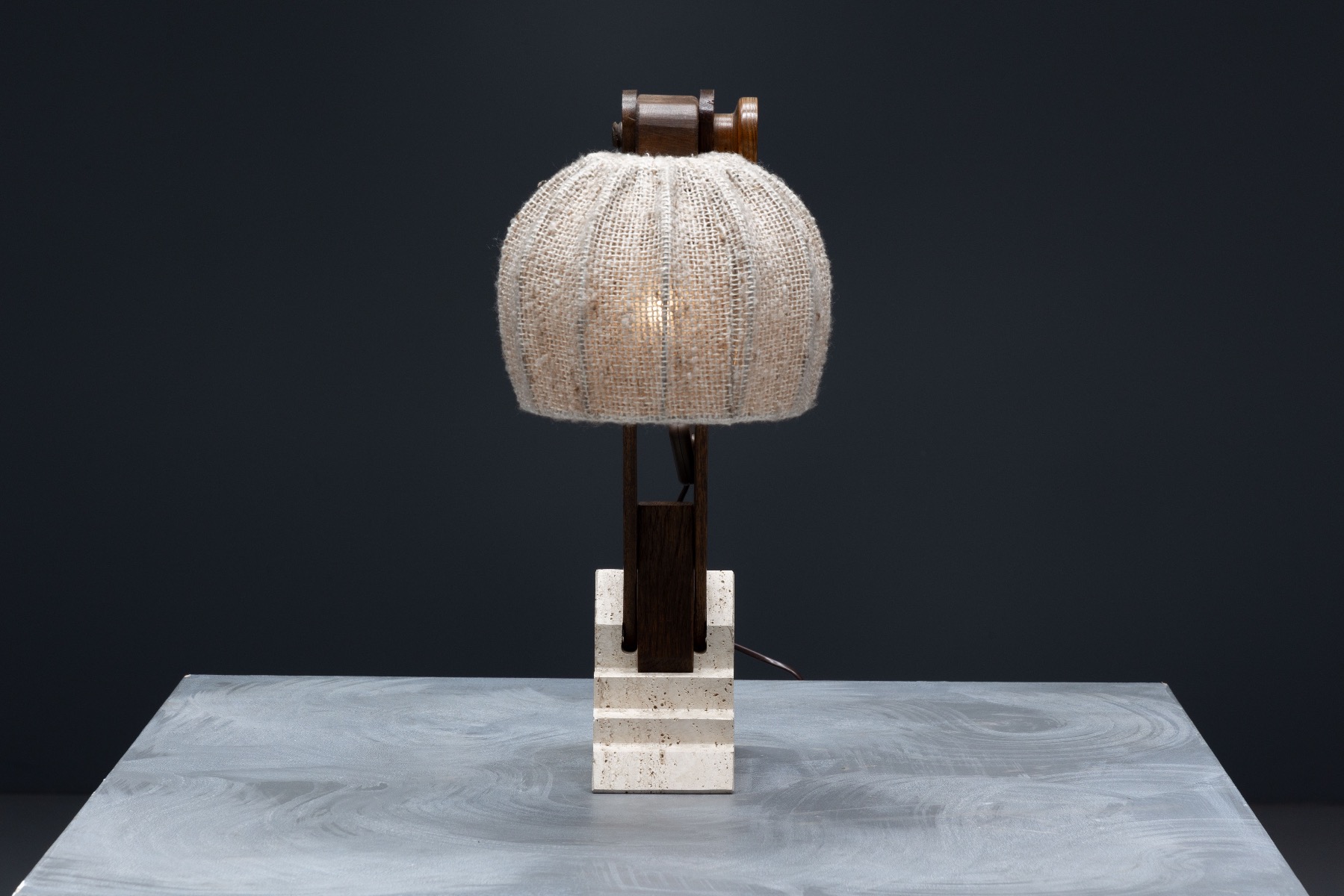 Modernist brutalist table lamp with sculpted base