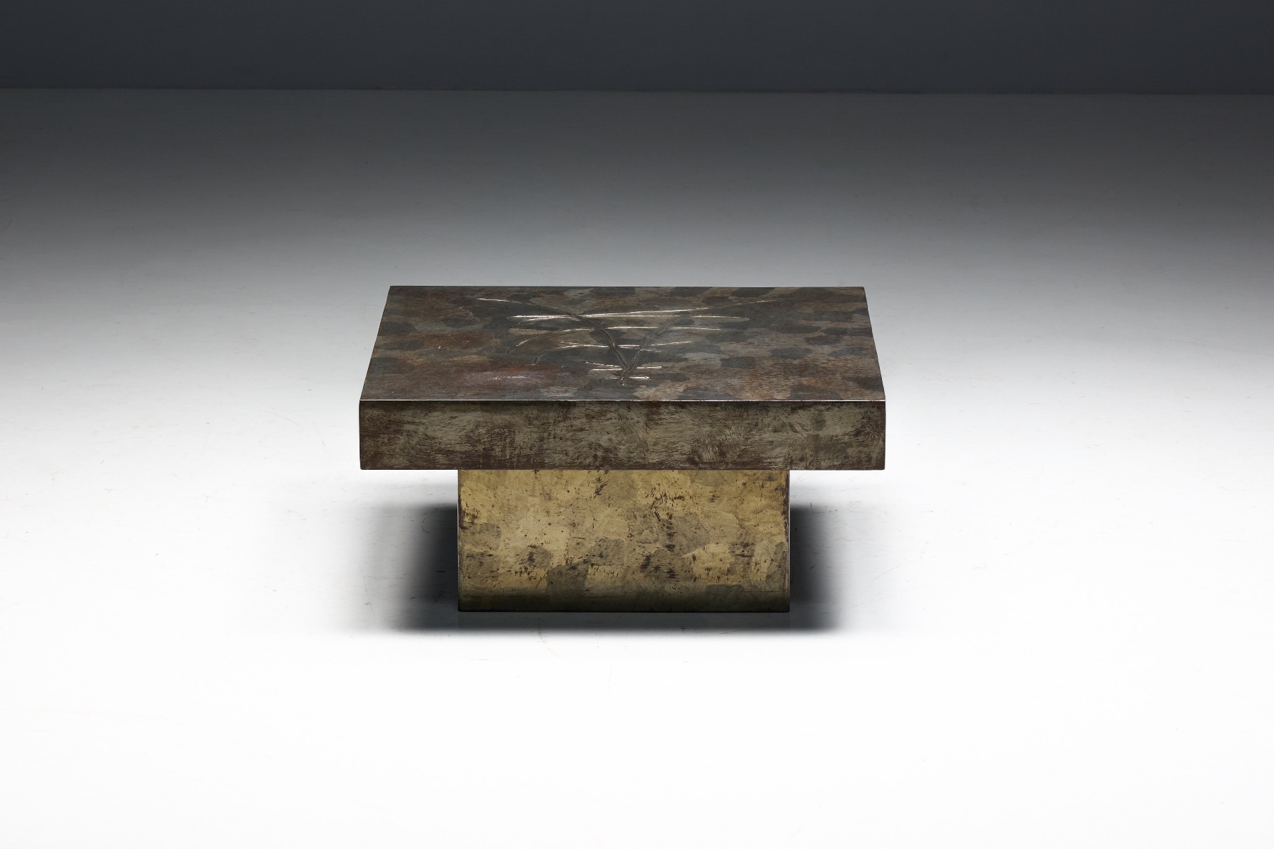 Forged steel coffee table with bold brutalist form