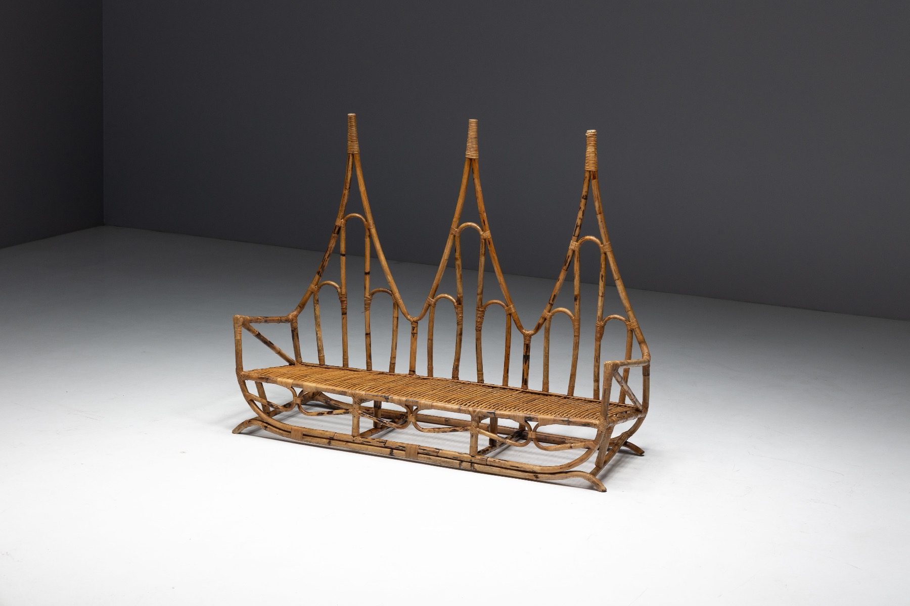 Freeform bamboo bench with organic design language