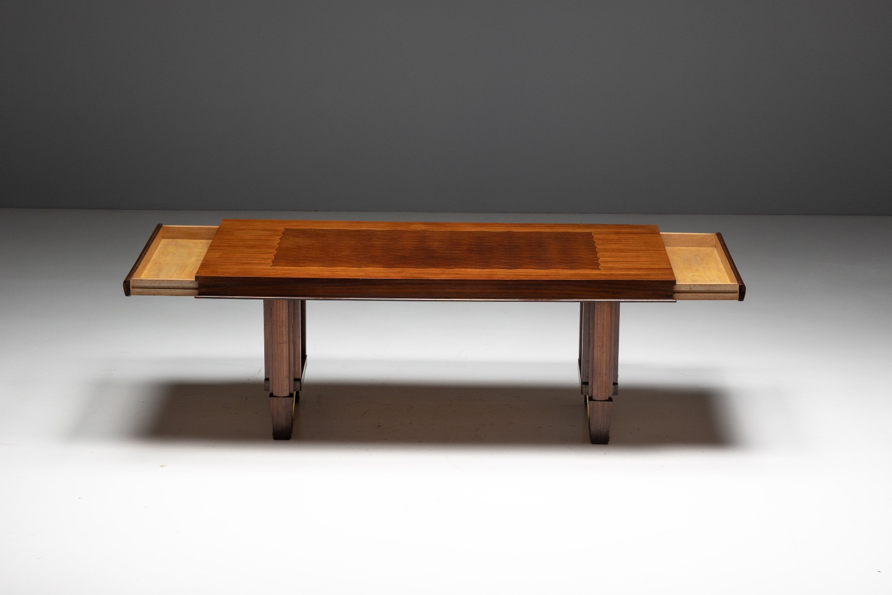 French Art Deco wood table parquetry design