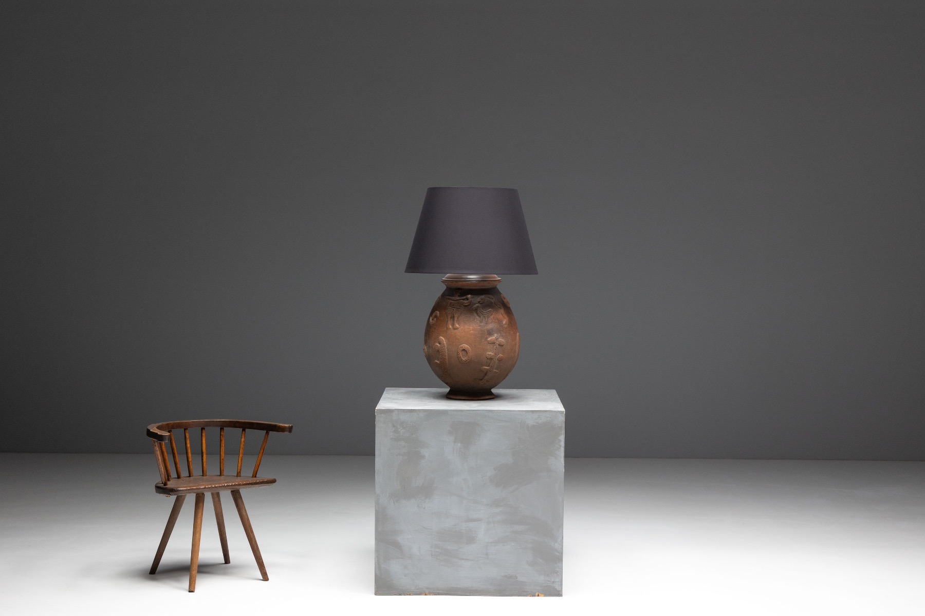 Handcrafted ceramic table lamp in vintage studio style