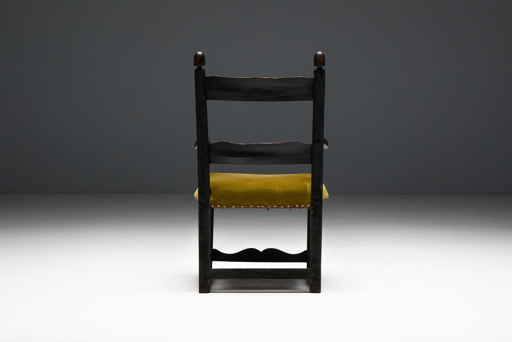 Historic rural folk art armchair with timeworn surface