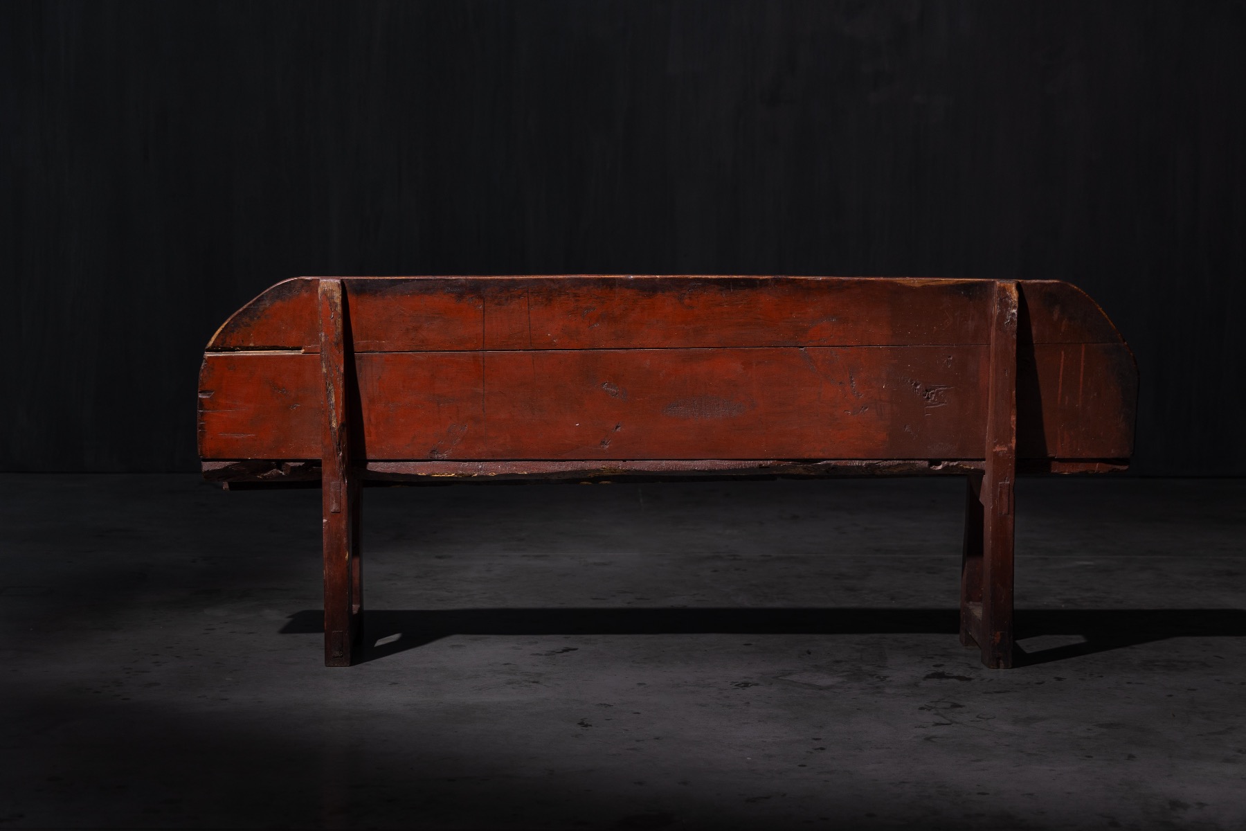 Museum level antique rustic wooden bench