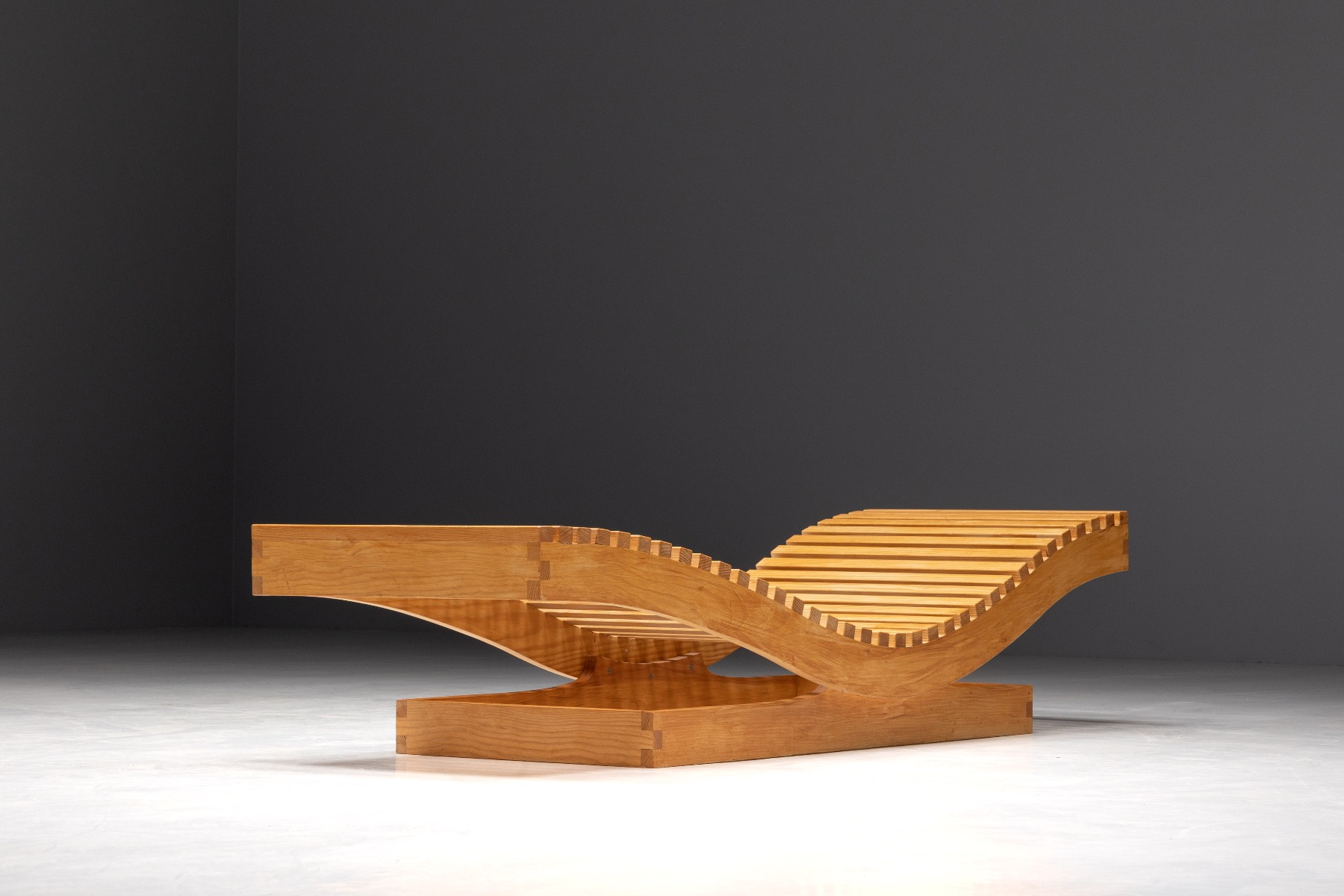 Natural wood lounge chair from 1970s French design