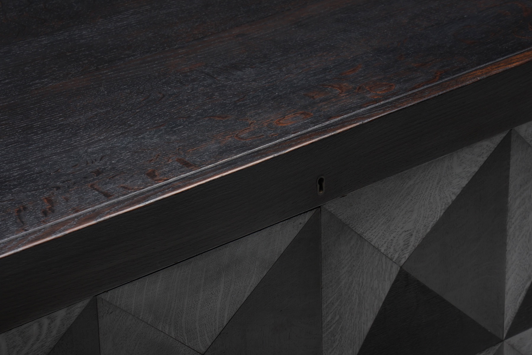 Premium brutalist cabinet by De Coene in black stained oak