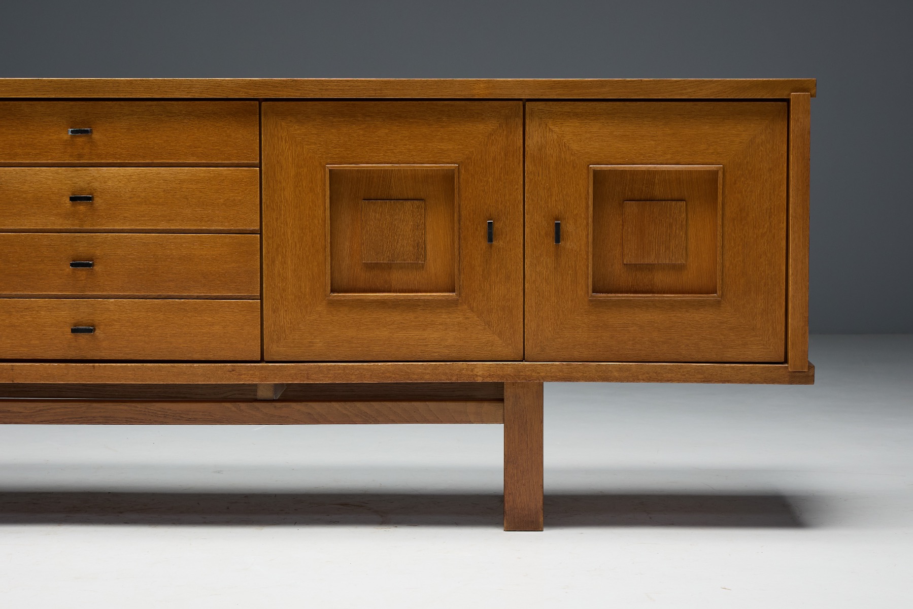 Raw modern oak buffet with brutalist expression